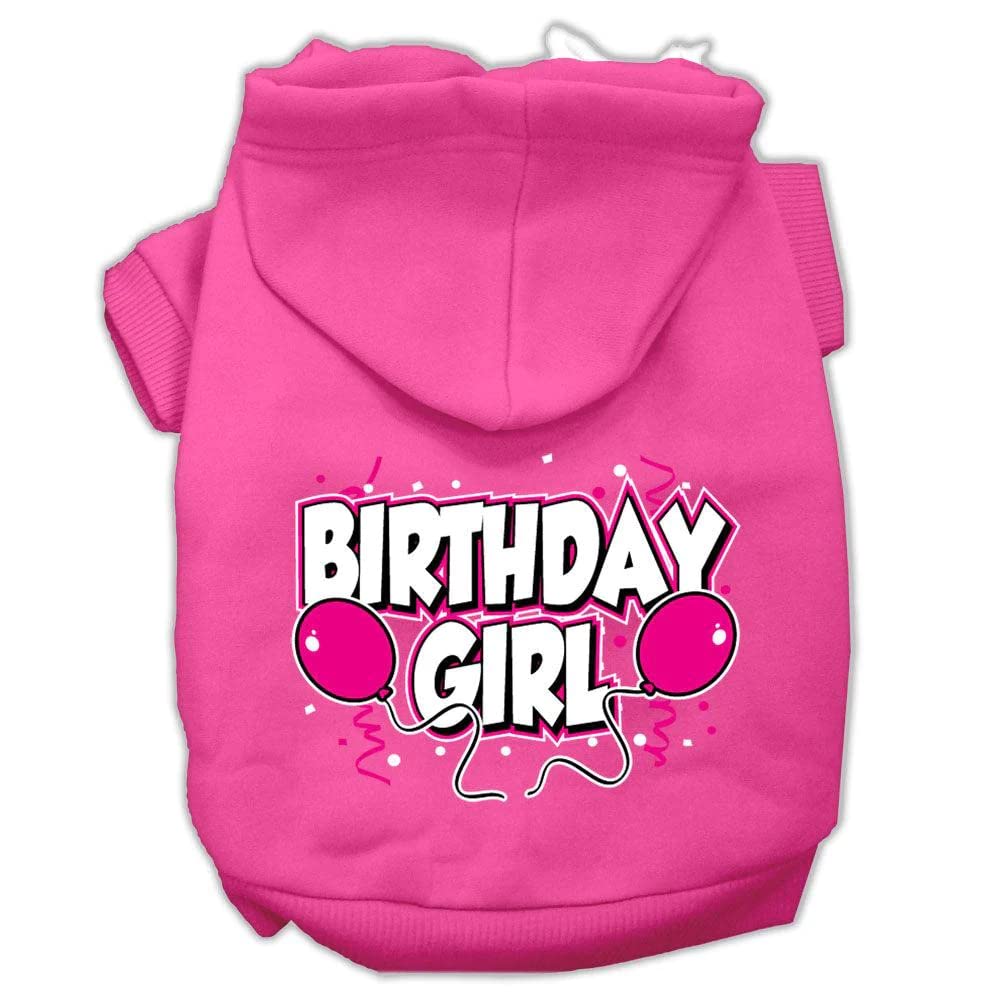Pet, Dog & Cat Hoodie Screen Printed, 'Birthday Girl' Baby Blue Xs (0-3 Lbs.)