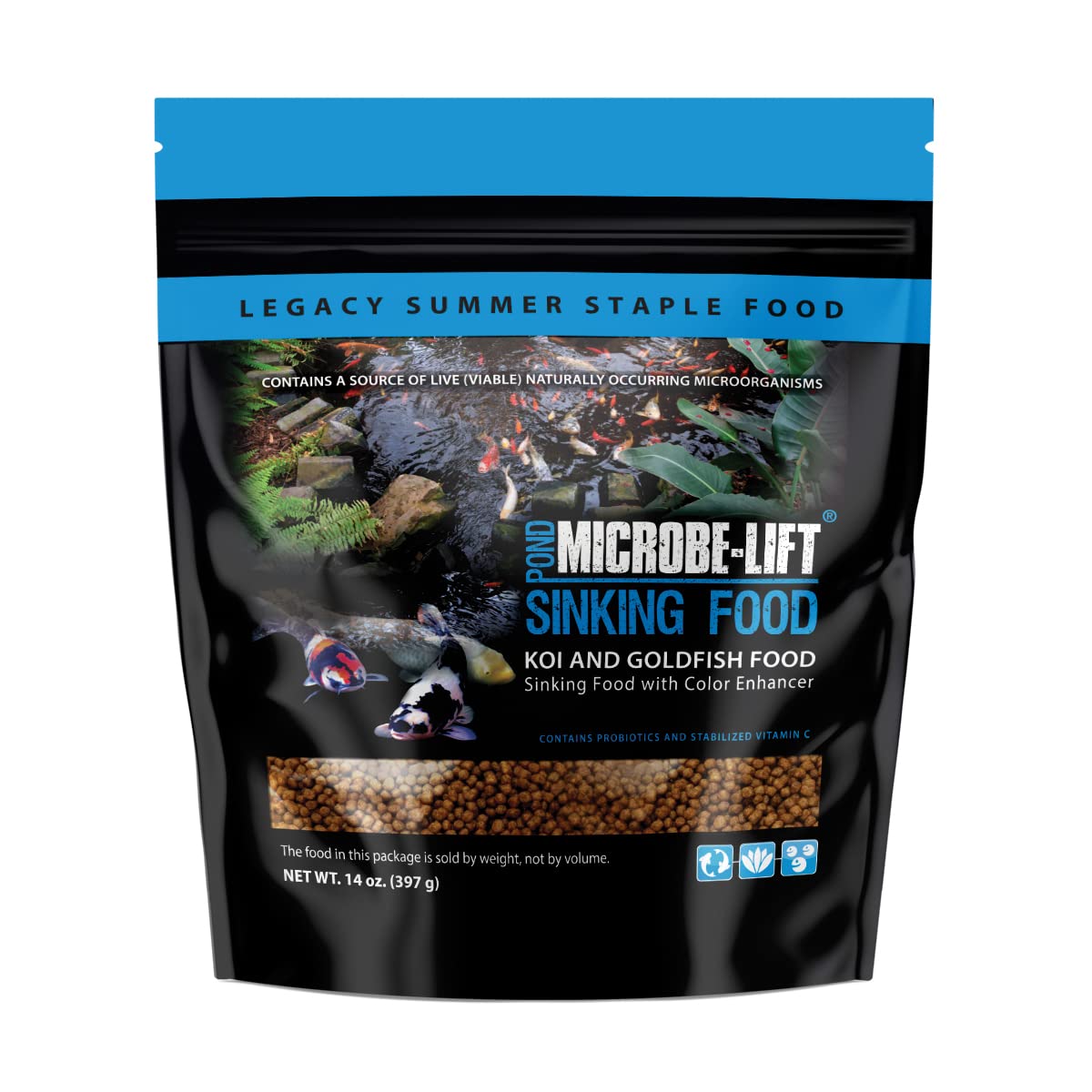 Microbe-Lift Sinking Fish Food Pellets For Ponds, Water Gardens, And Fountains, For Live Goldfish And Koi, 14 Ounces