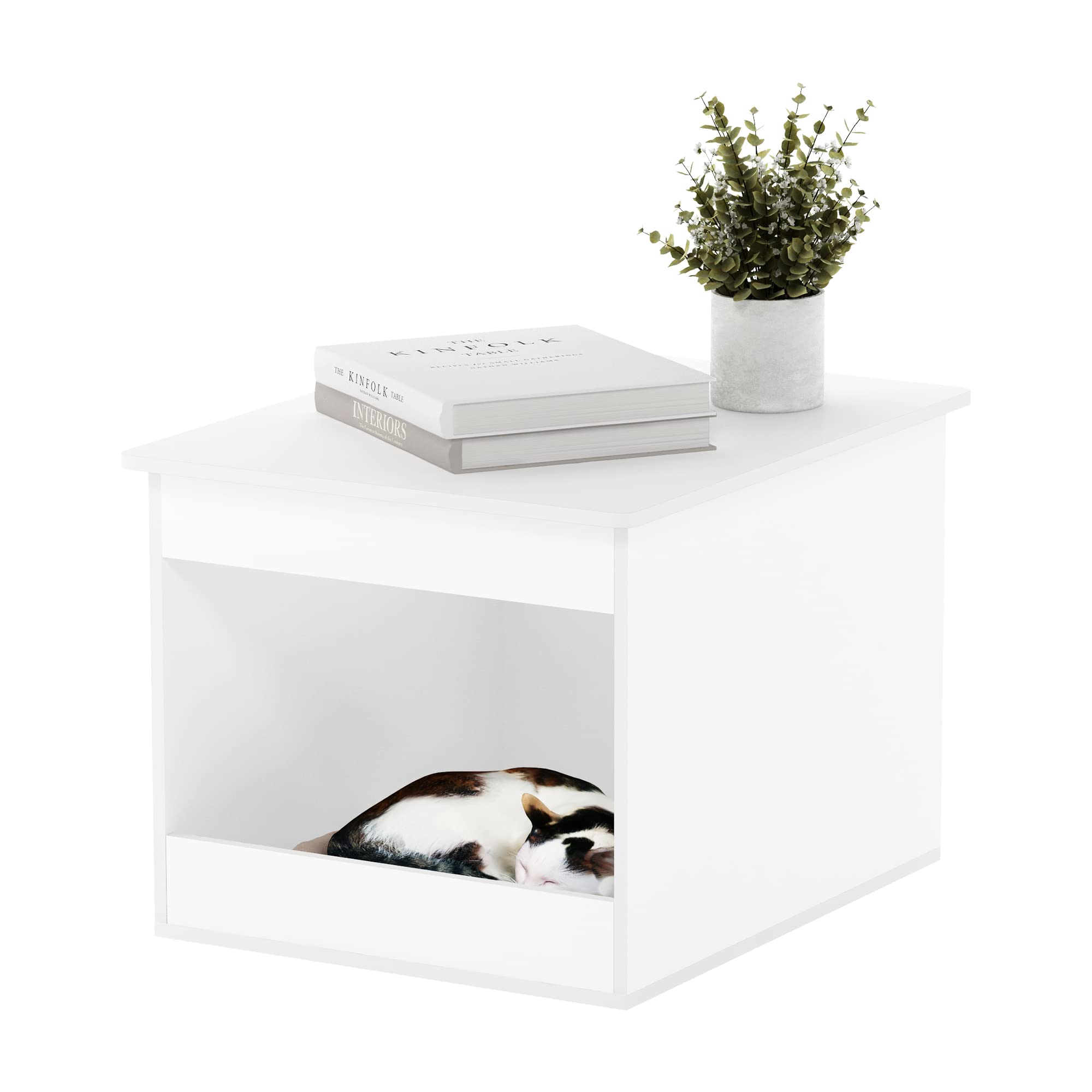Furinno Peli Top Opening Litter Box Enclosure, Solid White