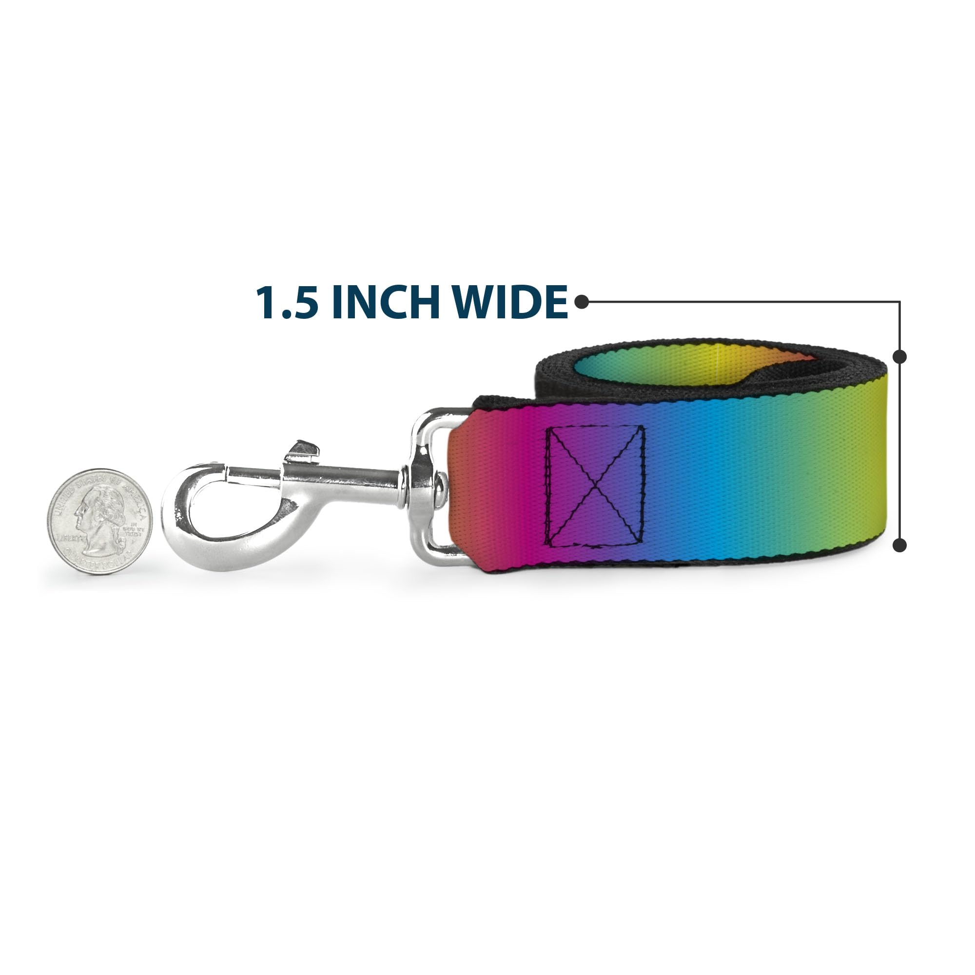 Buckle-Down Pet Leash - Rainbow Ombre - 6 Feet Long - 1 Wide