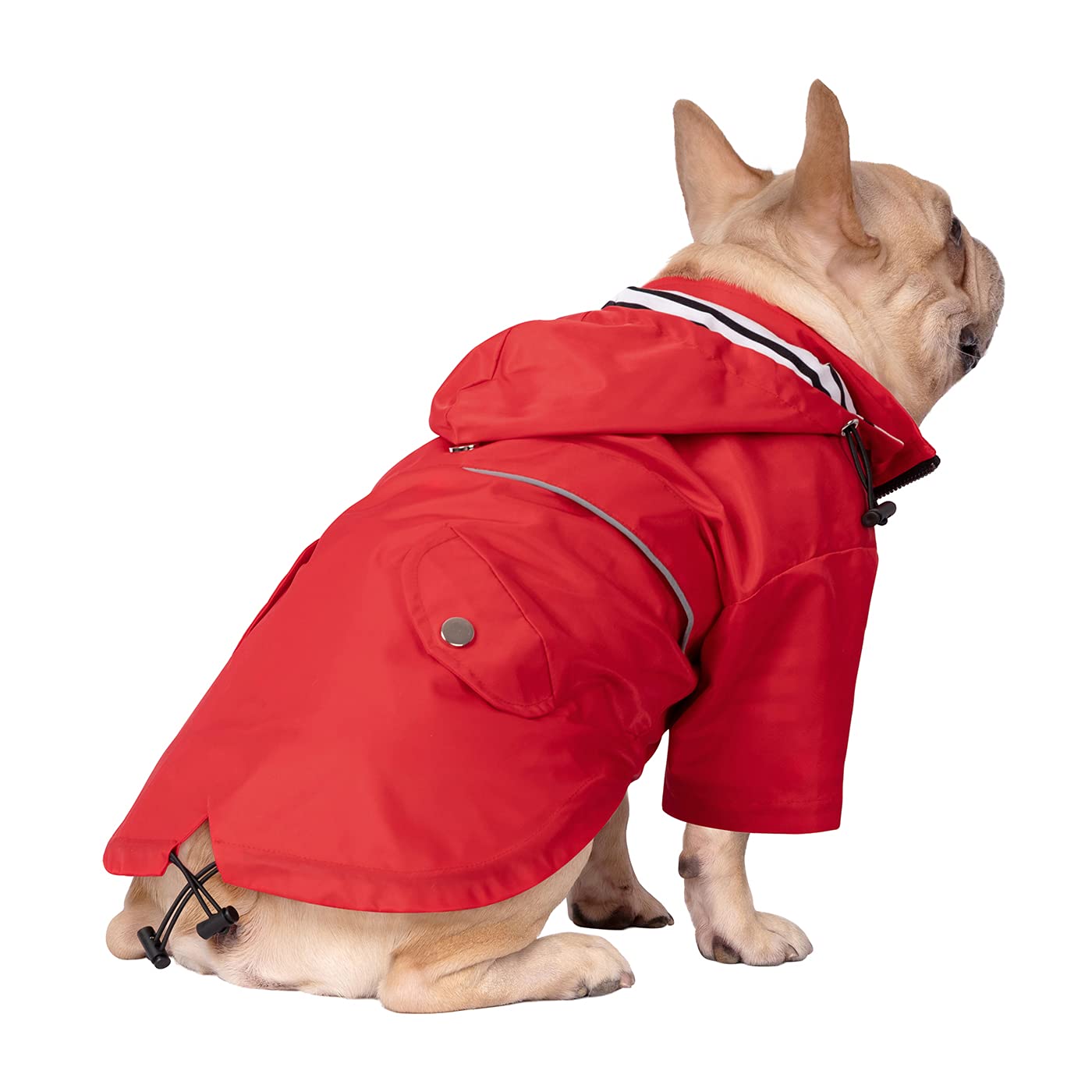 HDE Dog Raincoat Double Layer Zip Rain Jacket with Hood for Small to Large Dogs Red - L