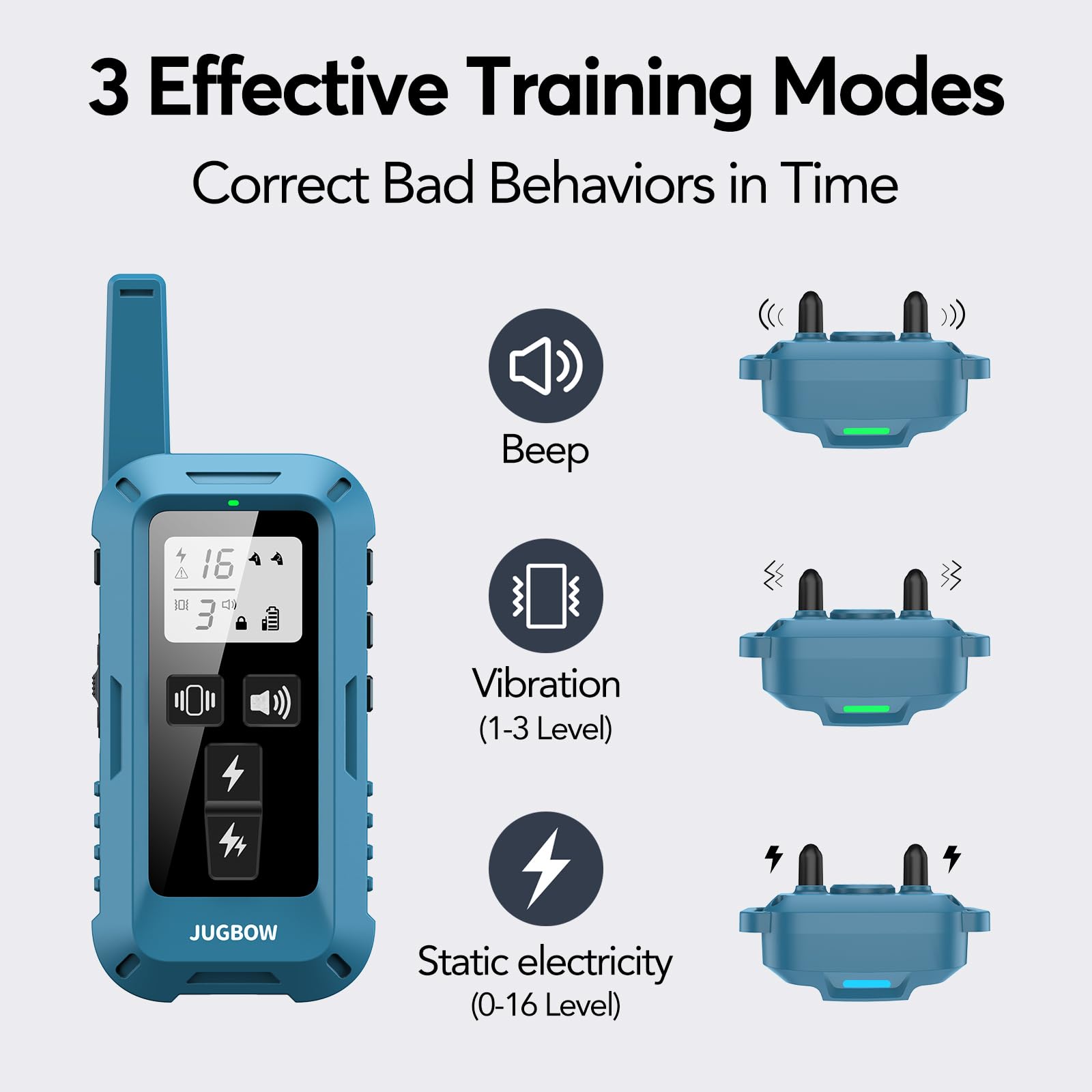 Jugbow Dog Training Collar For 3 Dogs- 4200Ft Training Collar With Remote For 5-120 Lb Large Medium Small Dogs, Rechargeable Wat