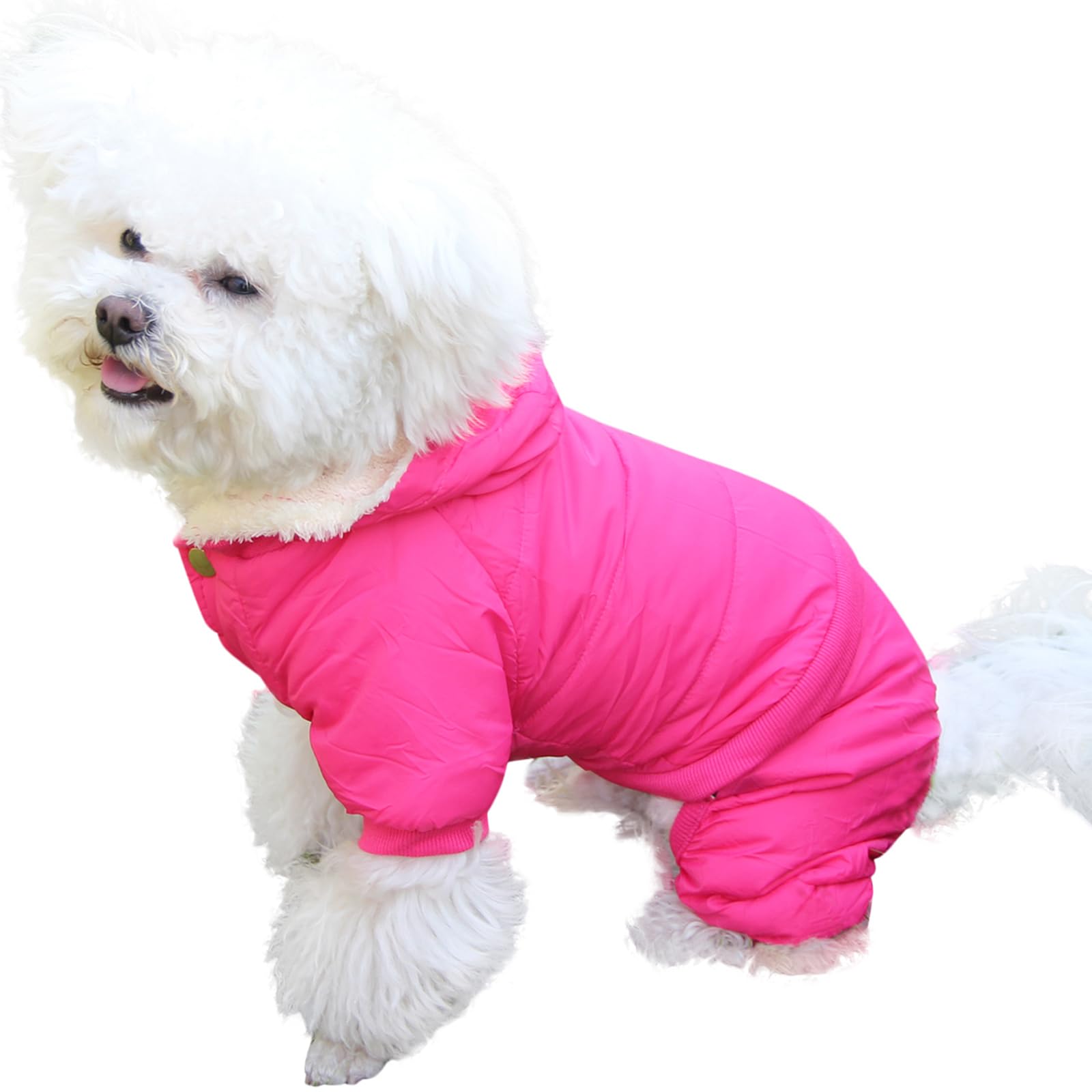 Joydaog Fleece Lined Dog Coat With Detachable Hood And Detachable Hind Legs,Warm Puppy Jacket In Winter(Pink Xs)