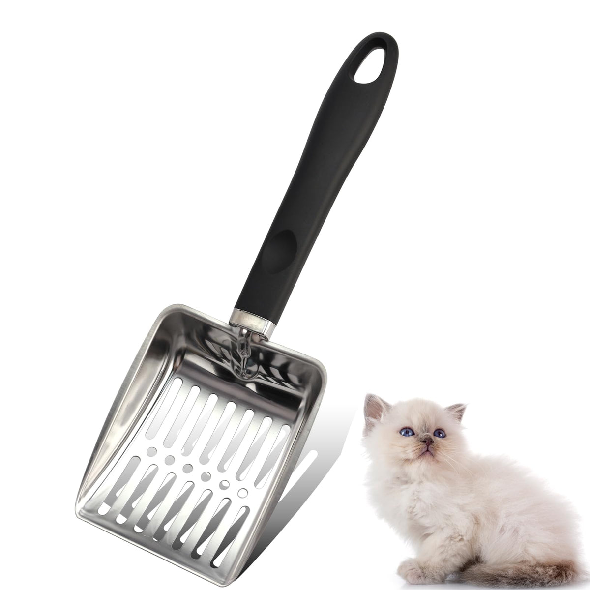 Chi Shang Cat Litter Scoop,Metal Cat Litter Scoop,Stainless Steel Cat Litter Scoop With Non-Slip Handle,Poop Sifting,Kitten Poop