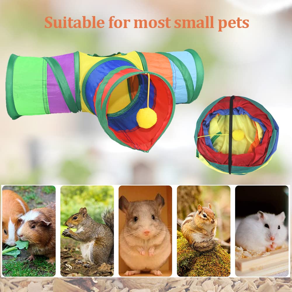 Asocea 3 Way Guinea Pig Tunnel Collapsible Hamster Tubes And Tunnels Play Toys Small Animal Hideout Hideaway For Ferret Chinchilla Dwarf Rabbits Bunny Guinea Pigs Kitty