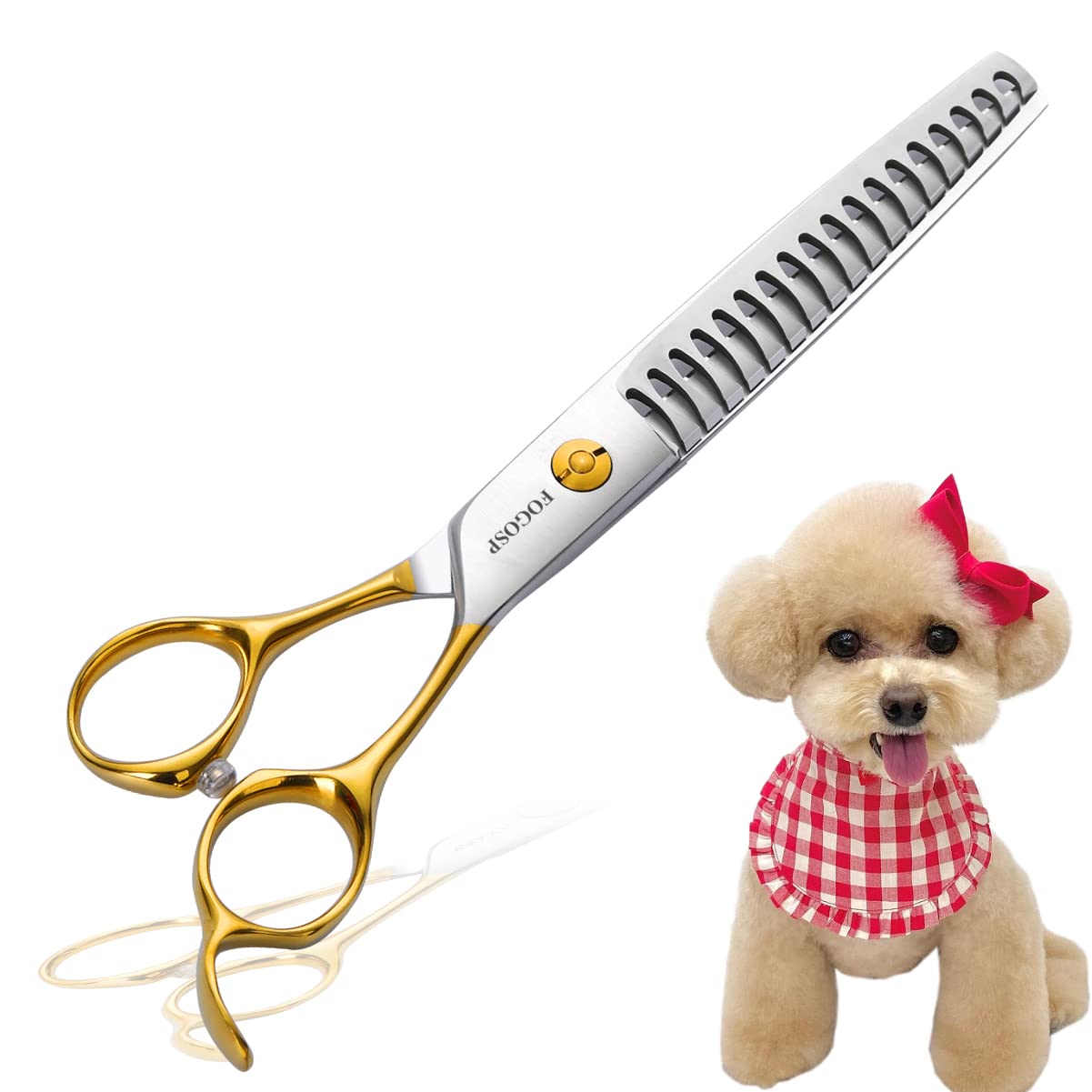 Fogosp Dog Thinning Shears For Grooming 6.75'' Chunker Shears Quickly Thinning Thick Hair Professional Dog Grooming Scissors For