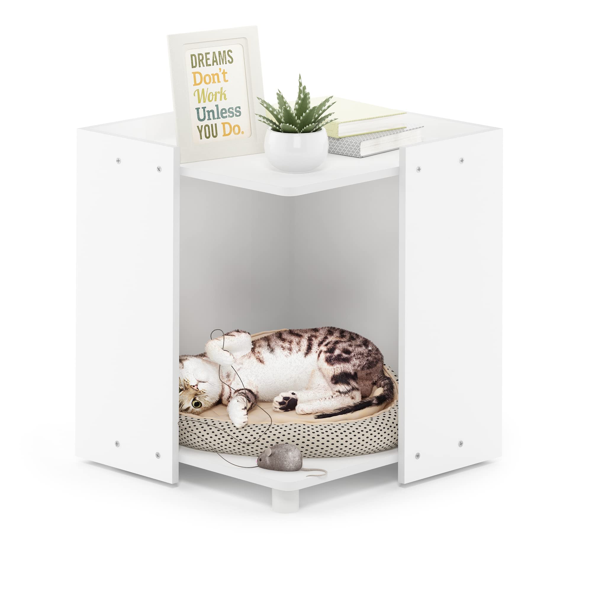 Furinno Peli Litter Box Enclosure, Solid White
