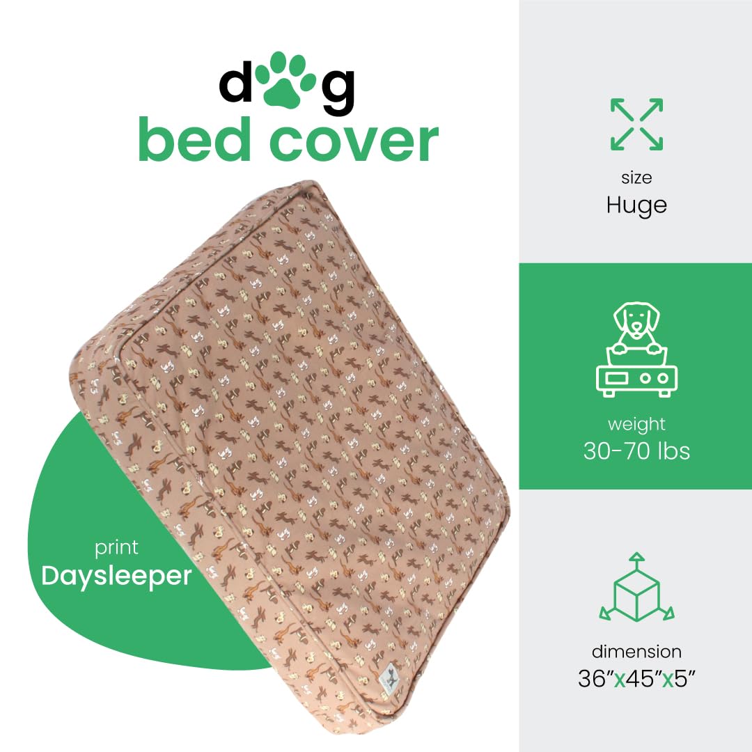 Molly Mutt Huge Dog Bed Cover - Daysleeper Print - Measures 36   X45   X5 - 100% Cotton - Durable - Breathable - Sustainable - M