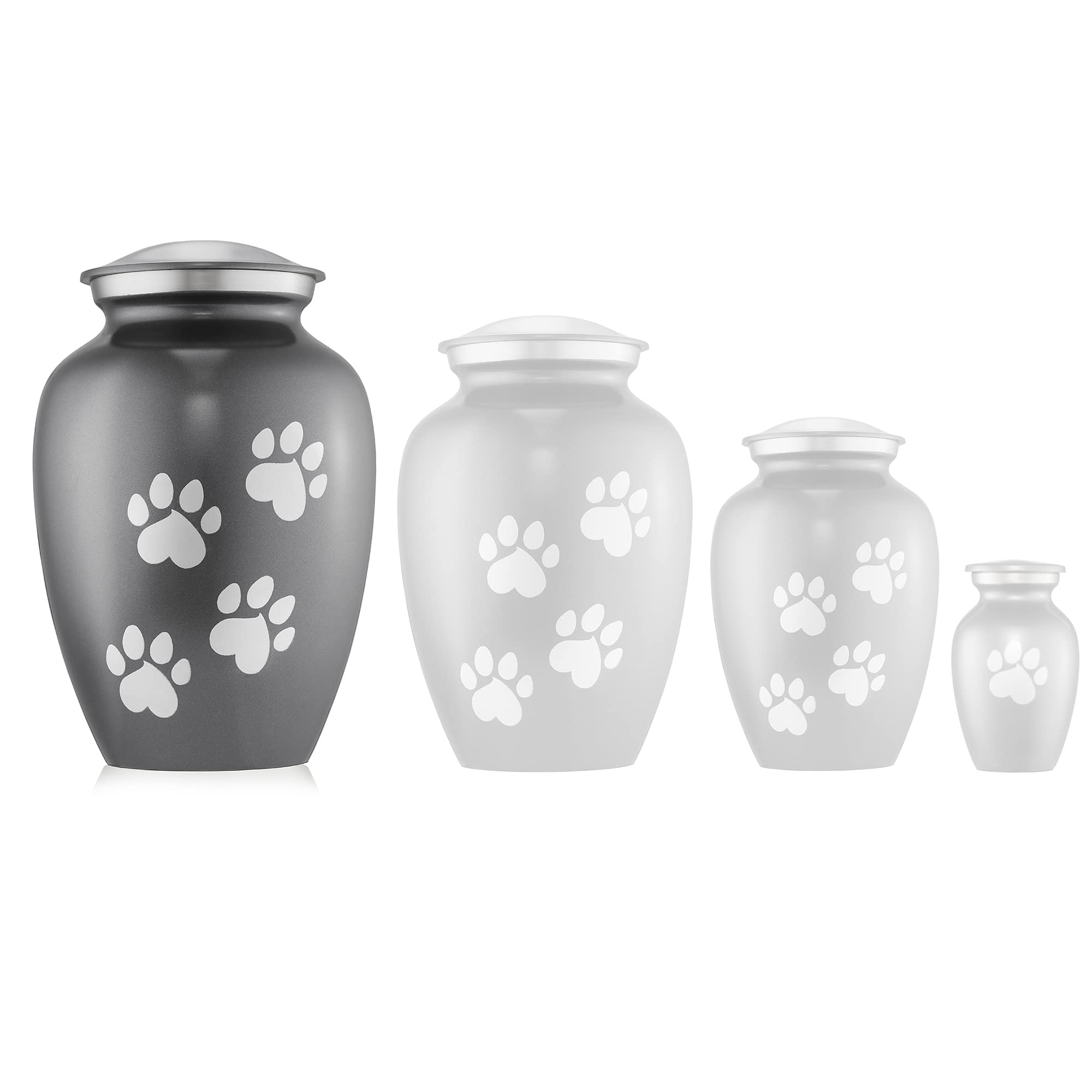 Reminded Pet Cremation Urns for Dog and Cat Ashes, Memorial Paw Print Urn - Large Up to 110 Pounds Gray