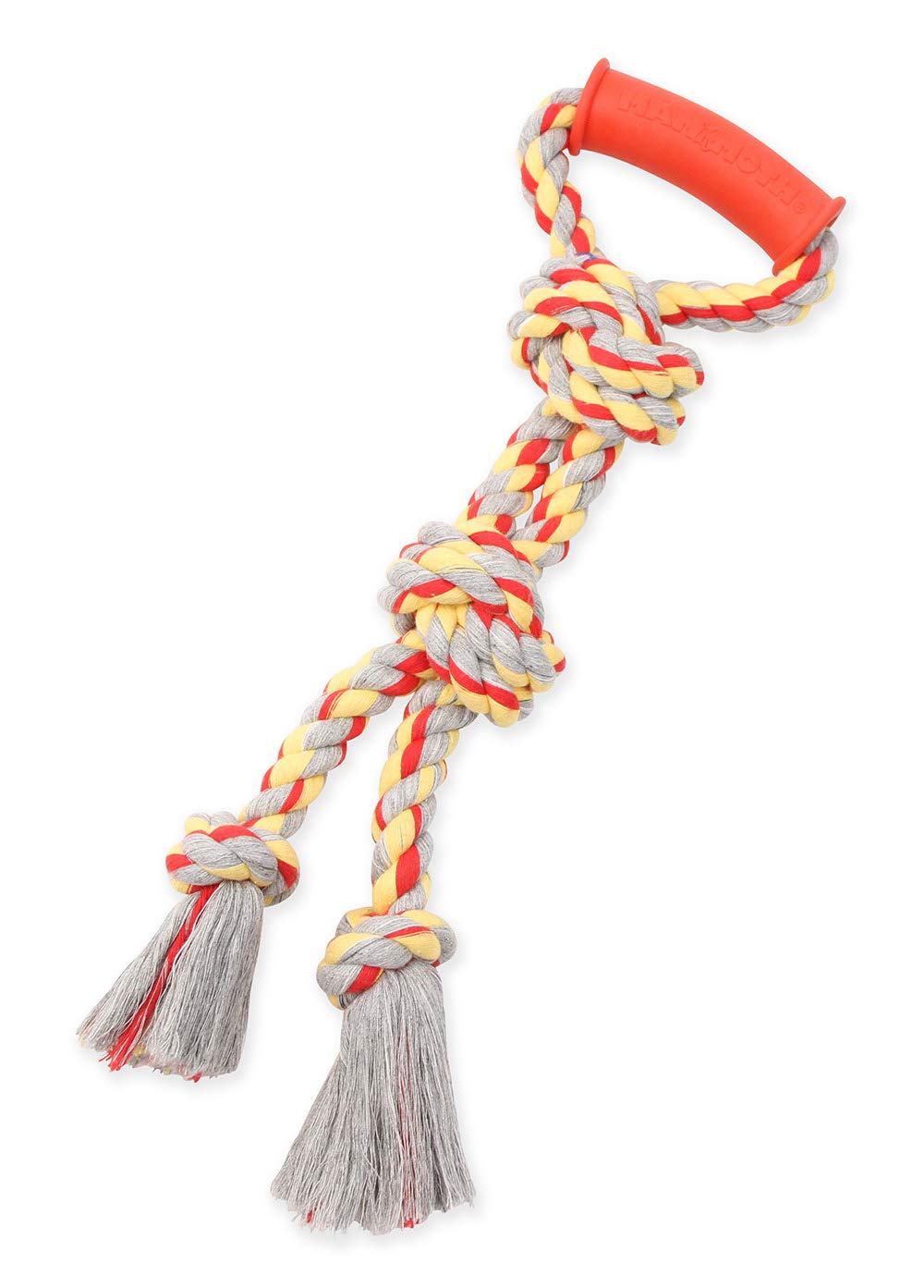 Mammoth Flossy Chews Color Twin Tug With Handle ,Premium Cotton-Poly Rope Tug Toy For Dogs,Interactive Dual Dog Tug Toy,Tug Rope Dog Toy For Small Dogs ,Small 16” - Assorted Colors