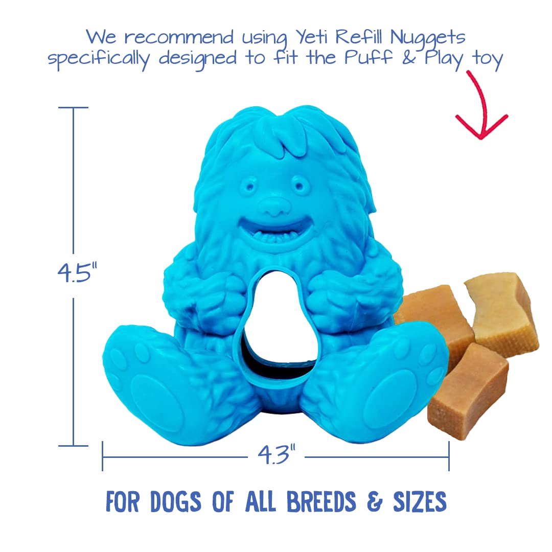 Yeti Puff and Play Dog Toy Interactive Nuggets Treats Dispenser Puzzle, Fun Stimulating Chew Toy for Teething, Behavior Training