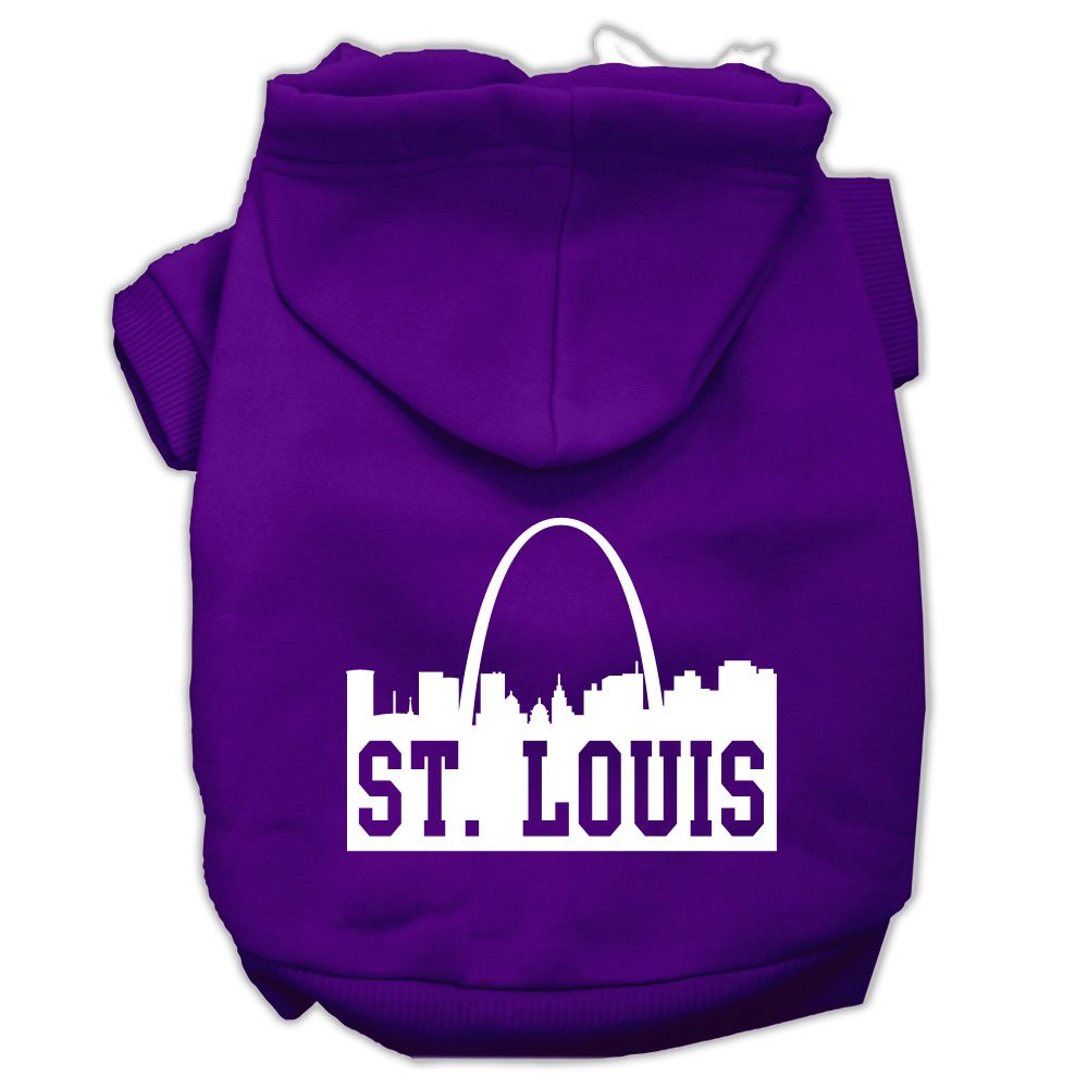 Pet Dog & Cat Hoodie Screen Printed, &quot;St. Louis Skyline&quot; Purple 3XL (25-35 lbs.)