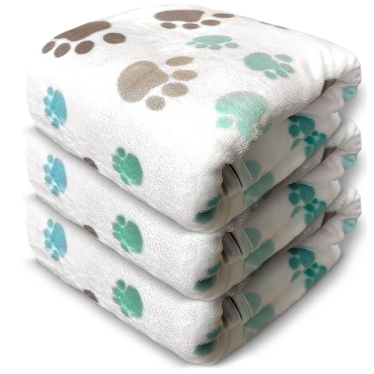 Dog Blankets For Large Dogs, 3 Pcs Dog Blanket Washable, Soft Fluffy Flannel Pet Blanket Mat Cover For Bed Couch, Cute Print Pup