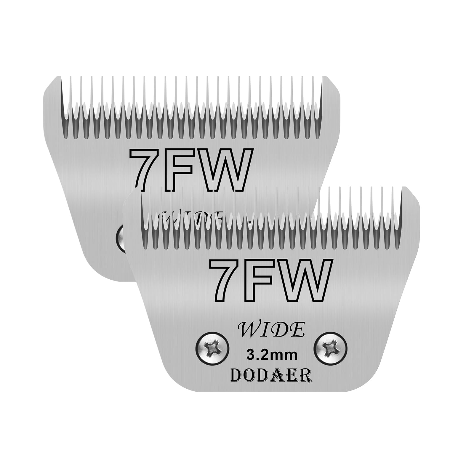 Dodaer 2 Pack 7 Wide Blades For Dog Grooming,Compatible With Andis,Oster A5,Wahl Km10 Clippers,Cutting Length 1/8'' (3.2Mm)