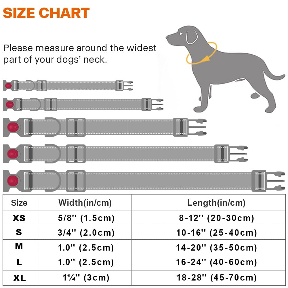 Taglory Reflective Dog Collar With Safety Locking Buckle, Adjustable Nylon Pet Collars For Small Dogs, S, Purple