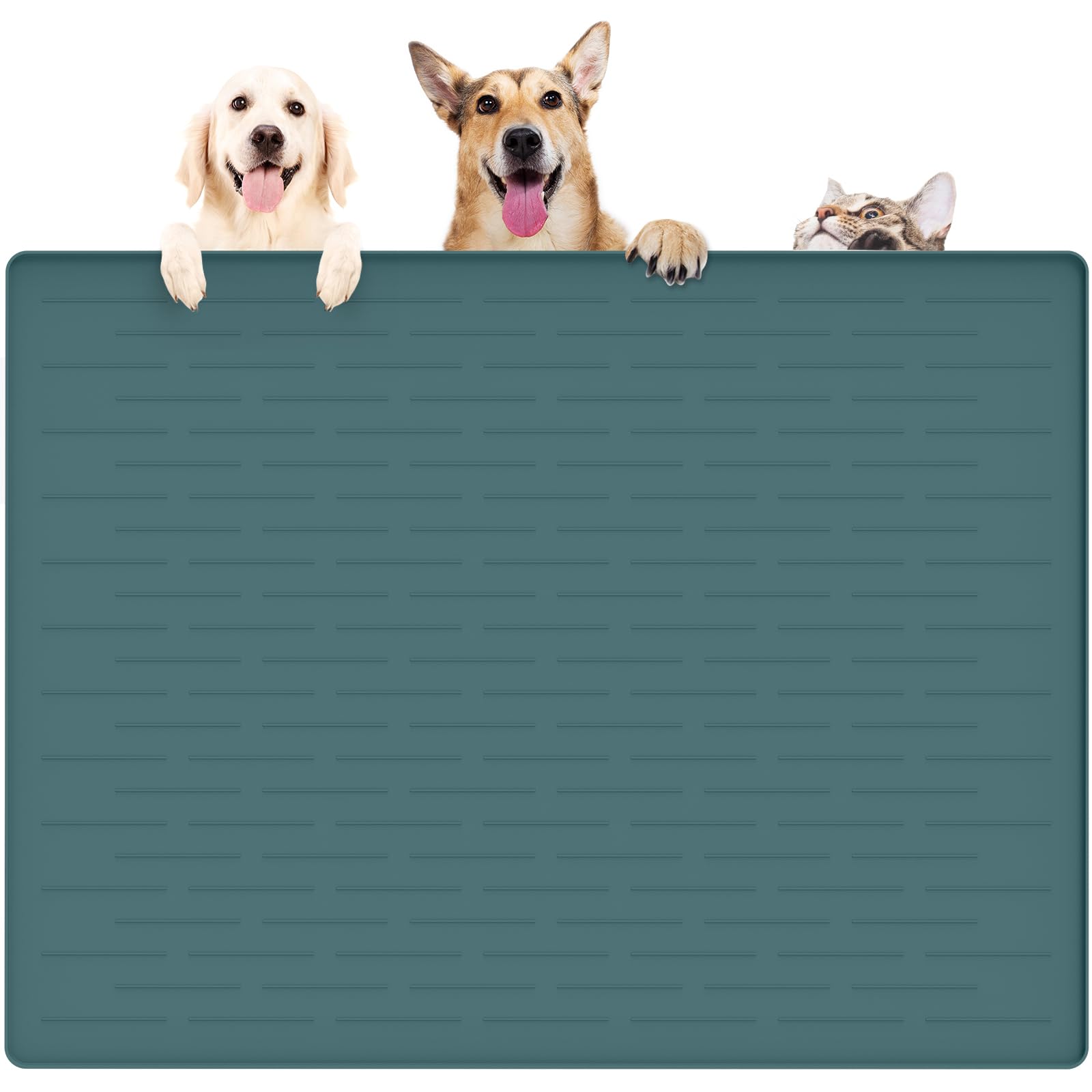 Ultibe Silicone Pet Food Mats Tray, Largest Dog Feeding Mat, 39.4 by 29.5in Pet Bowl Mat, Dog Water Mats, Dog Food Mats for Floo