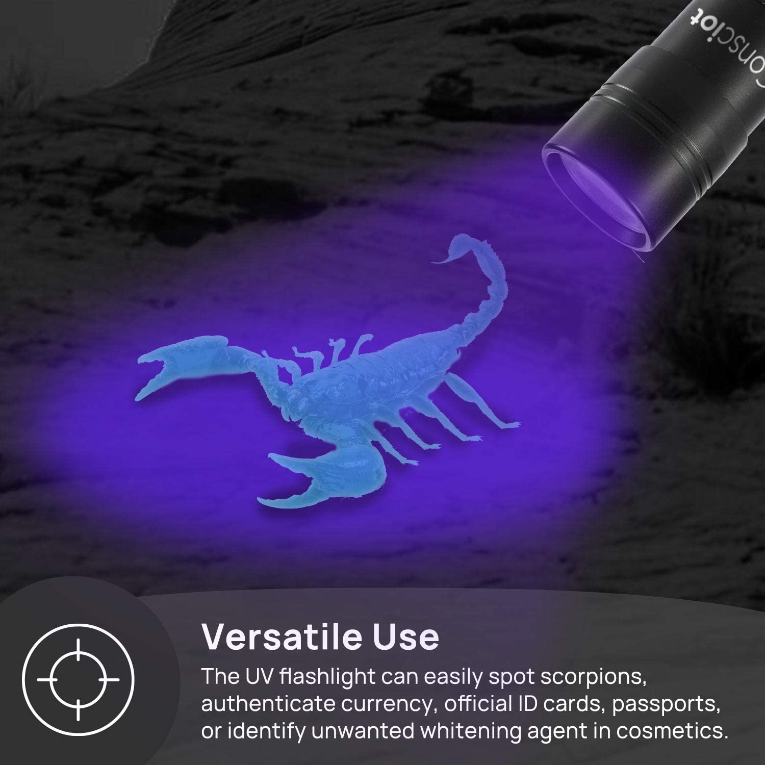 Uv Flashlight Black Light, Consciot 12 Led 395Nm Ultraviolet Blacklight, Portable Mini Torch Light Pet Urine Detector For Dog/Cat Urine, Dry Stains, Bed Bug, Matching With Pet Odor Eliminator