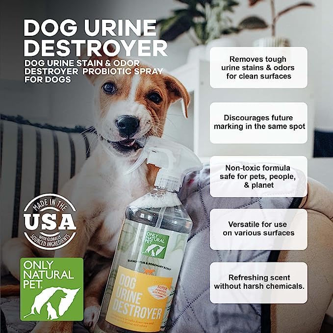 Only Natural Pet Enzyme Powered Stain & Odor Eliminator - Professional Pet Urine Pee Cleaner Deodorizer For Dogs - Hardwood Floo