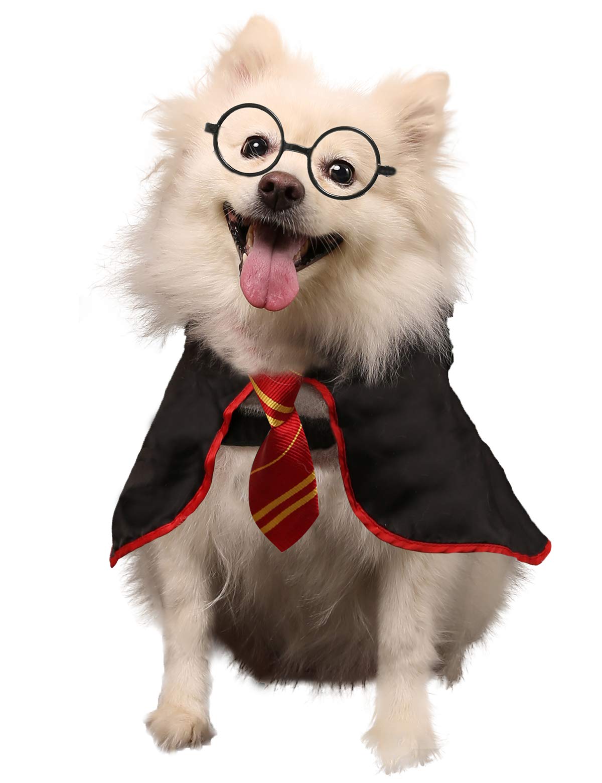 Coomour Halloween Dog Costume Pet Wizard Shirt Cat Soft Clothes For Dogs Cats Soft Hoodies With Glasses (Small)