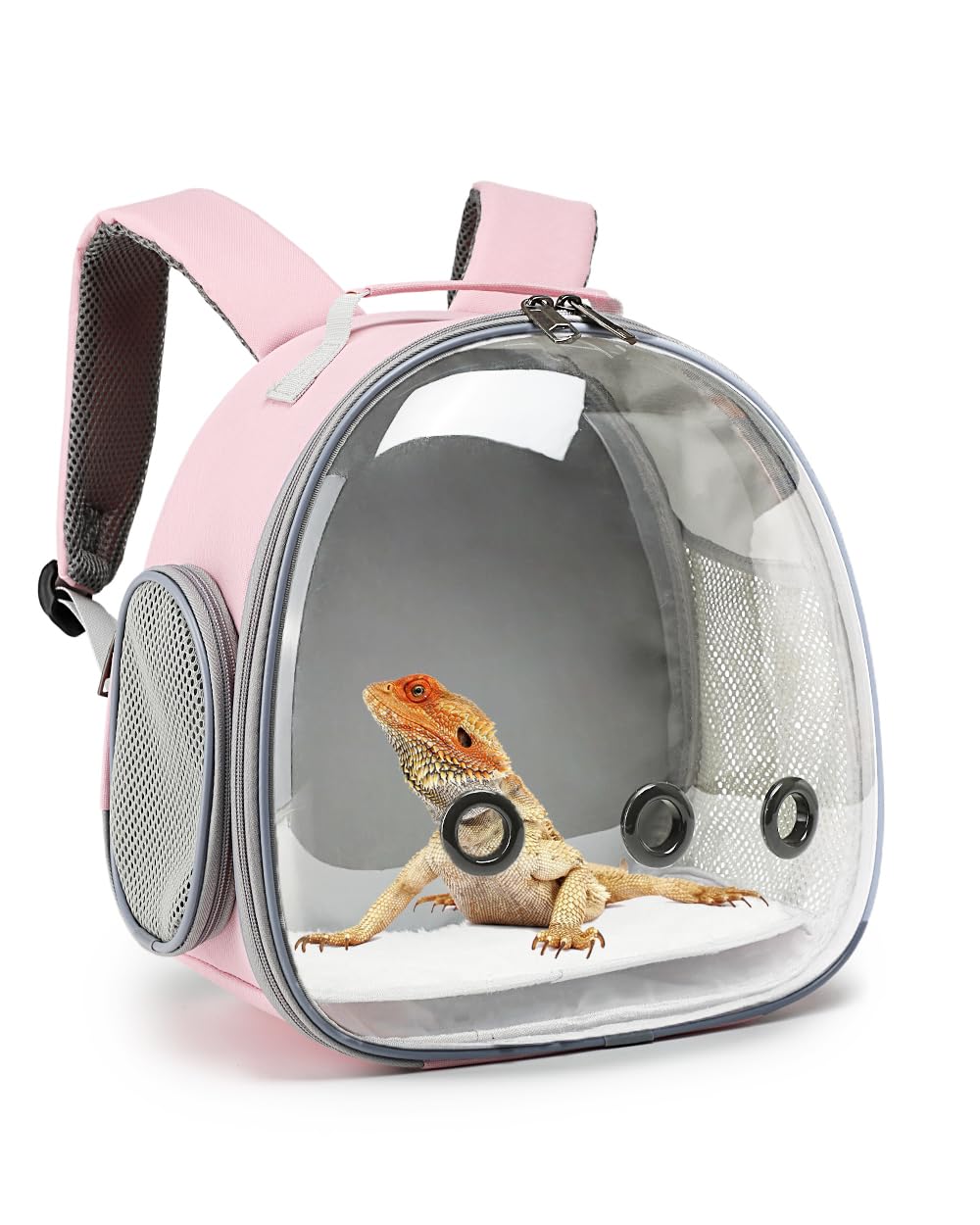 Hcupet Small Animal Carrier Backpack Space Capsule Bubble Window Carrier Backpack For Lizard Guinea Pig (Pink)