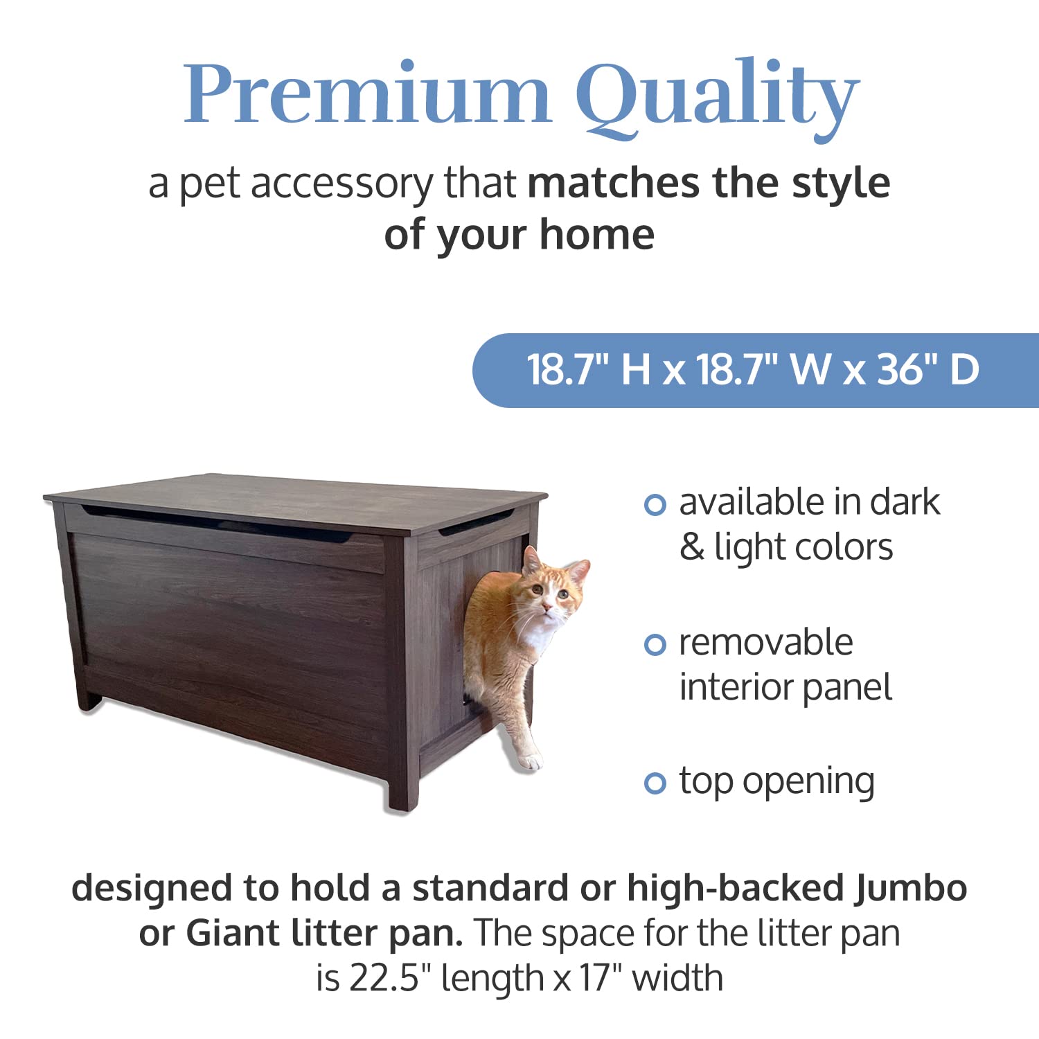 Parker Designer Catbox Cat Litter Box Enclosure, Hidden, Dog-Proof Pet Furniture With Cover, Elegant, Covered, Odor Contained For Large Cats, Cat Litter Box Furniture With Lid, Cat Litter Boxes, Oak