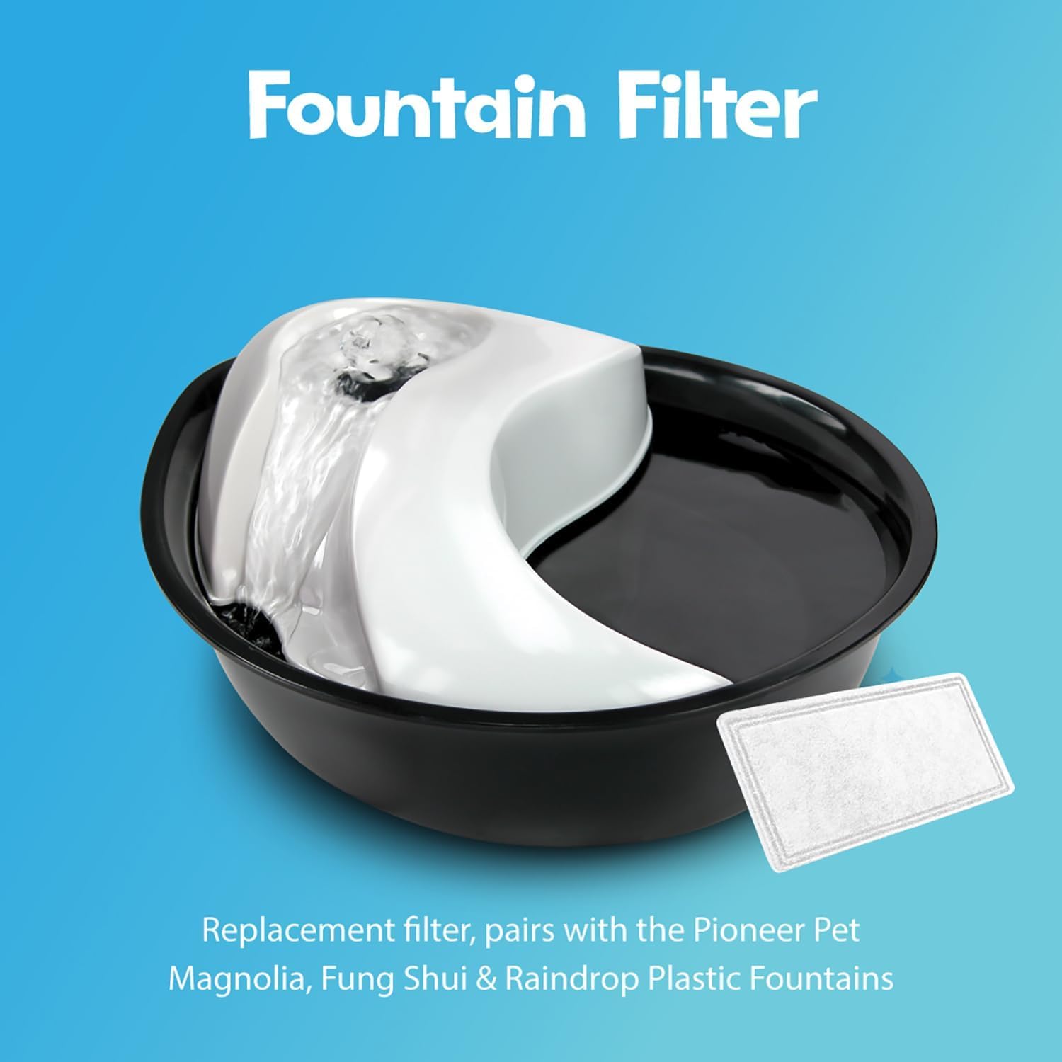 Pioneer Pet Raindrop Fountain, Pet Drinking Fountains (60 Oz., Plastic -Black & White)