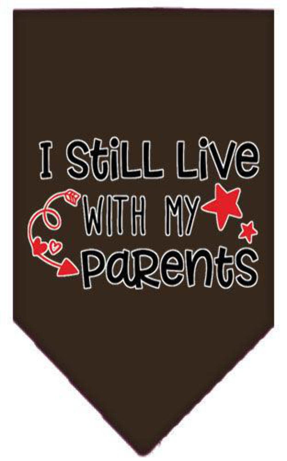 Pet and Dog Bandana Screen Printed, "I Still Live With My Parents" Cocoa Small