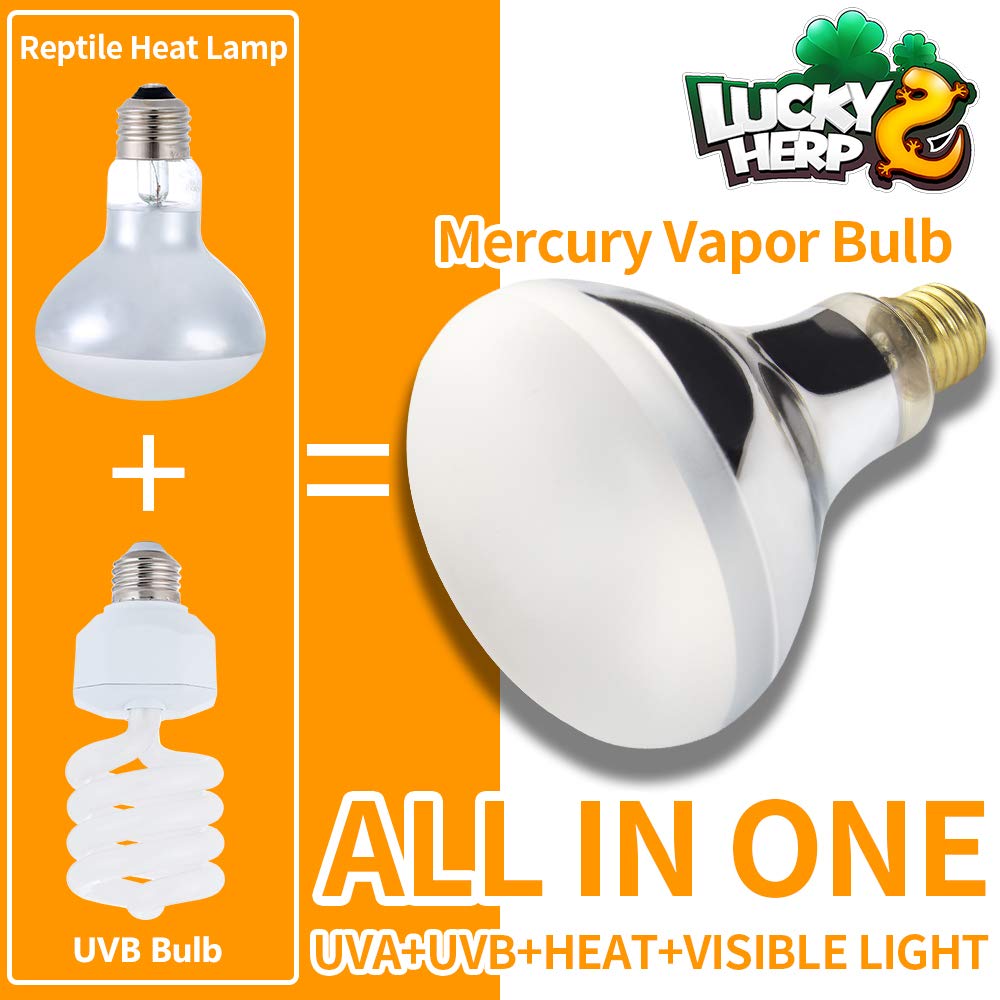 Lucky Herp 160 Watt Uva+Uvb Mercury Vapor Bulb High Intensity Self-Ballasted Heat Basking Lamp/Bulb/Light For Reptile And Amphibian
