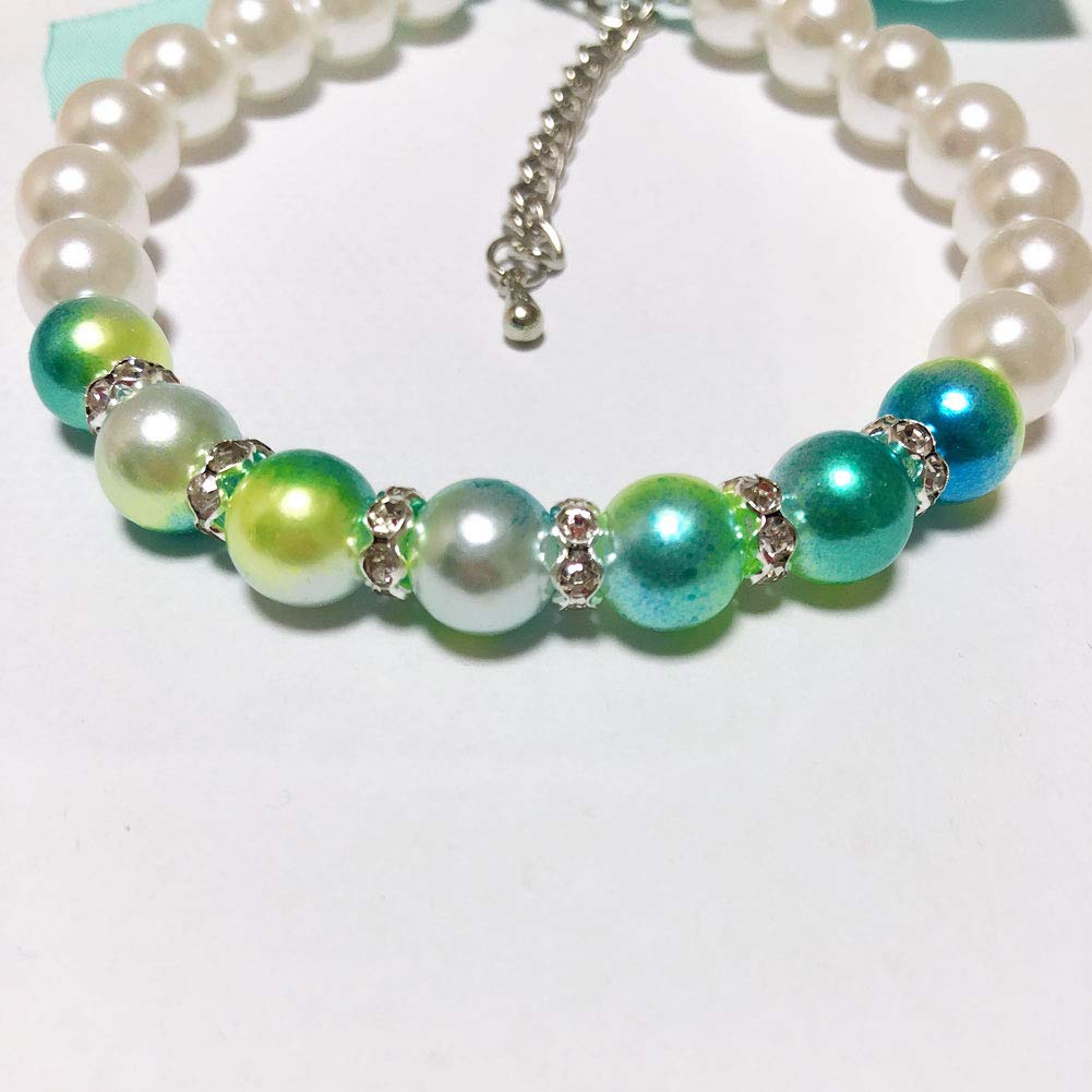 Petfavorites Ombre Pearls Dog Necklace Jewelry For Small Dogs Puppy - Bling Rhinestones Cat Wedding Collar - Chihuahua Yorkie Gi