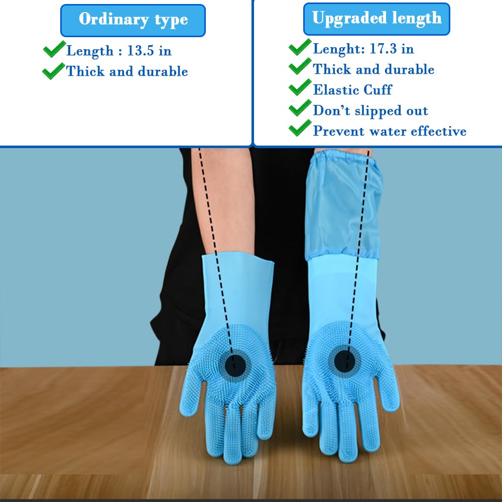 1To3Go Pet Grooming Gloves Pet Hair Remover Cat, Dog Washing Gloves Silicone Heat Resistant Cleaning Gloves With High-Density Te