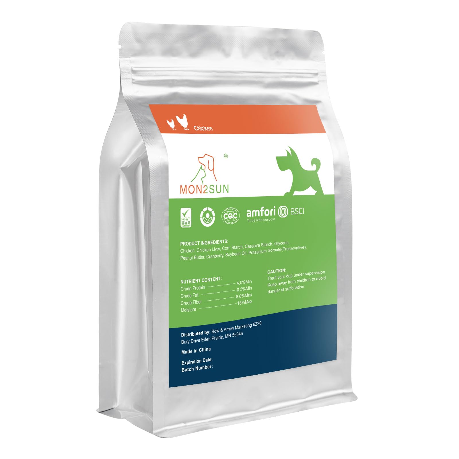 MON2SUN Rawhide Free Dog Treats, Peanut Butter Bones, 5 Inch 6 Count Chews for Small and Medium Dogs, Healthy Bones for Balanced