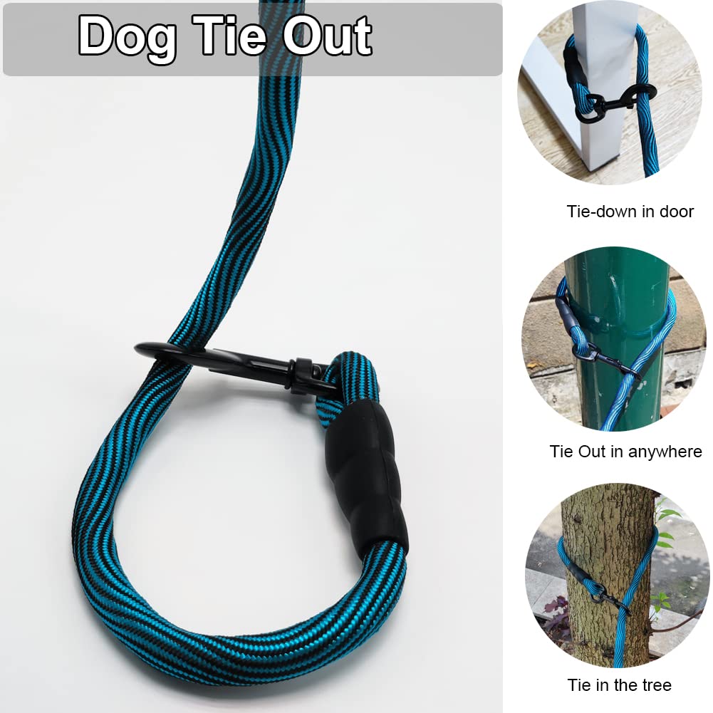 Btinesful Tie-Out Check Cord Long Rope Dog Leash, 12Ft 20Ft 30Ft 50Ft Recall Training Lead Leash- Great For Large Medium Small D