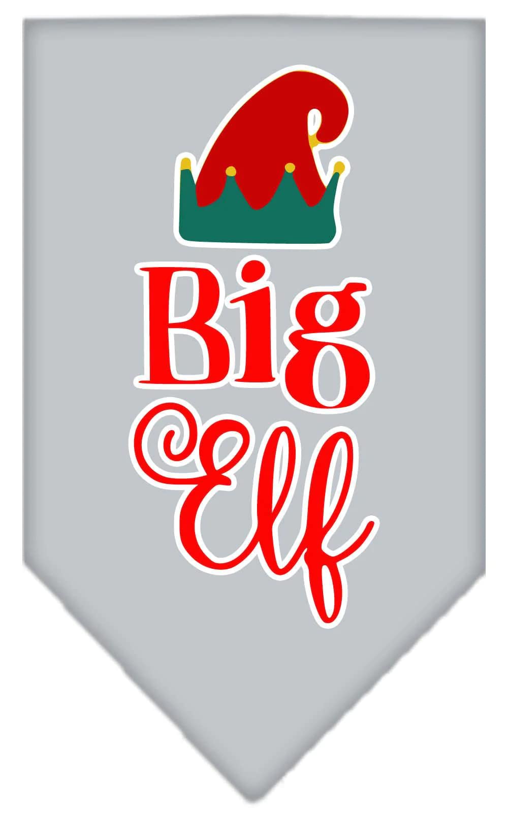 Christmas Pet and Dog Bandana Screen Printed, "Big Elf" Cocoa Large
