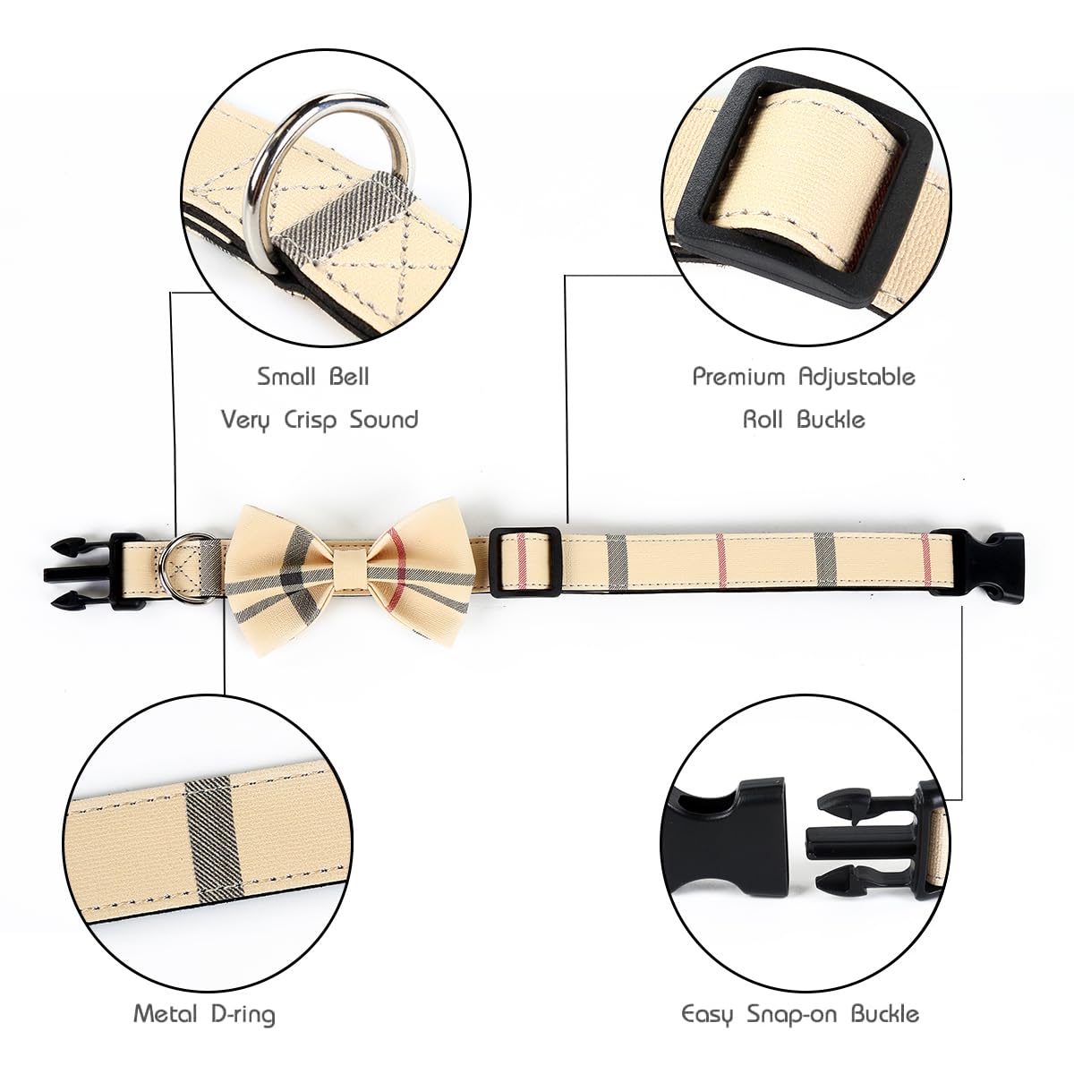 Superbuddy Dog Collar, Adjustable Dog Collar With Bowtie, Pet Collar For Dog Soft Bowtie Dog Collars For Small Medium Large Pet