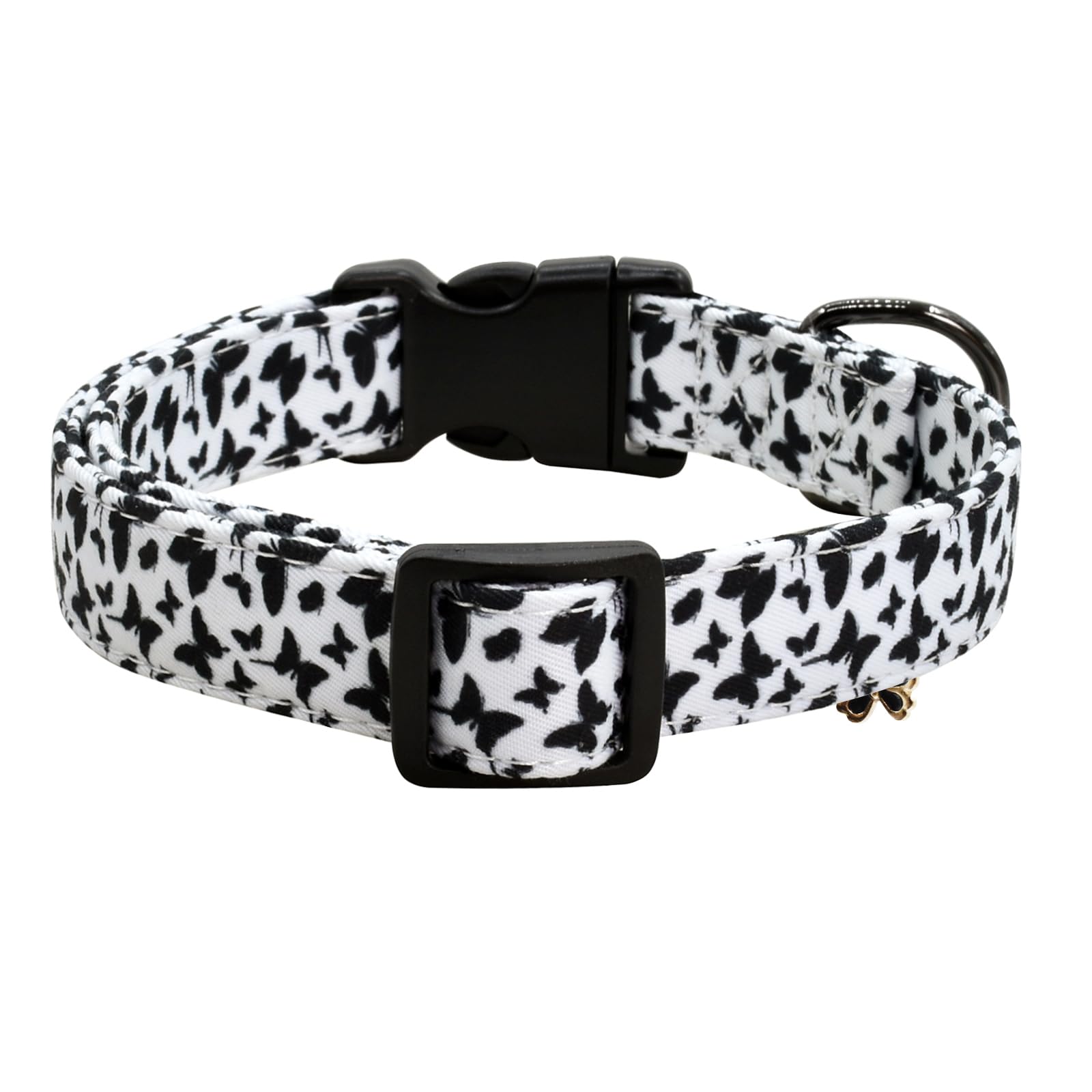 Flower Patterns Dog Collar With Accessories, Soft Cotton Dog Collars For Small Medium Large Female And Male Dogs(Butterfly L)