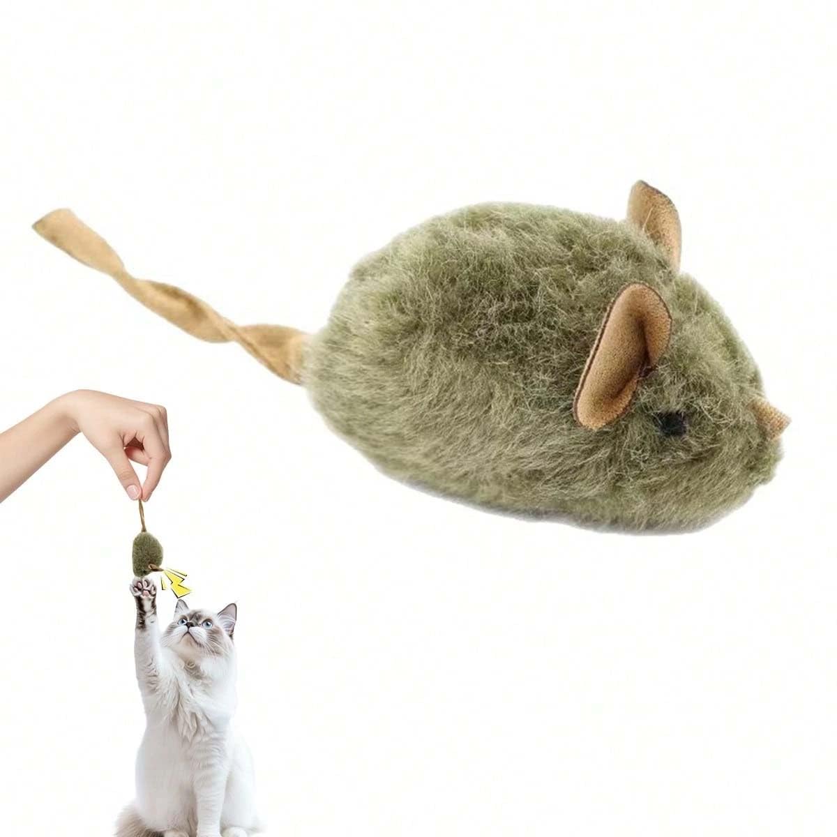 Woofy Pups&Pets Cat Toys Rat/Mice For Indoor Cats, Interactive Cat Toy With Real Squeaky Mouse, Kitten Chewing Plush, Squeak Bit