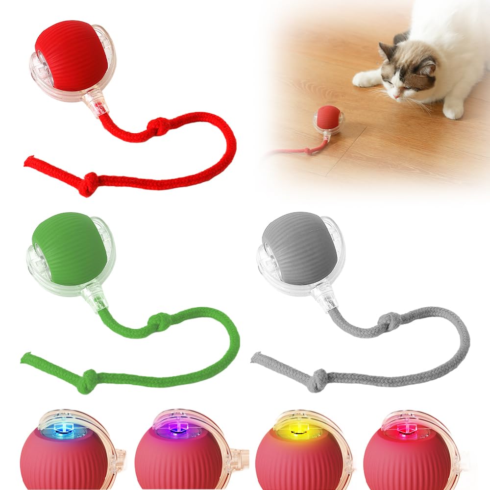 Hoaime Interactive Cat Toy Balls, 2024 Upgraded Cat Toys For Bored Indoor Adult Cats, Smart Self Rolling Interactive Cat Dog Bal