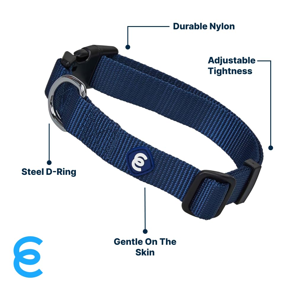 Blueberry Pet Essentials Dog Collar | Adjustable Girl Dog Collars For Medium Dogs | True Navy Puppy Collar | Classic Nylon Dog C