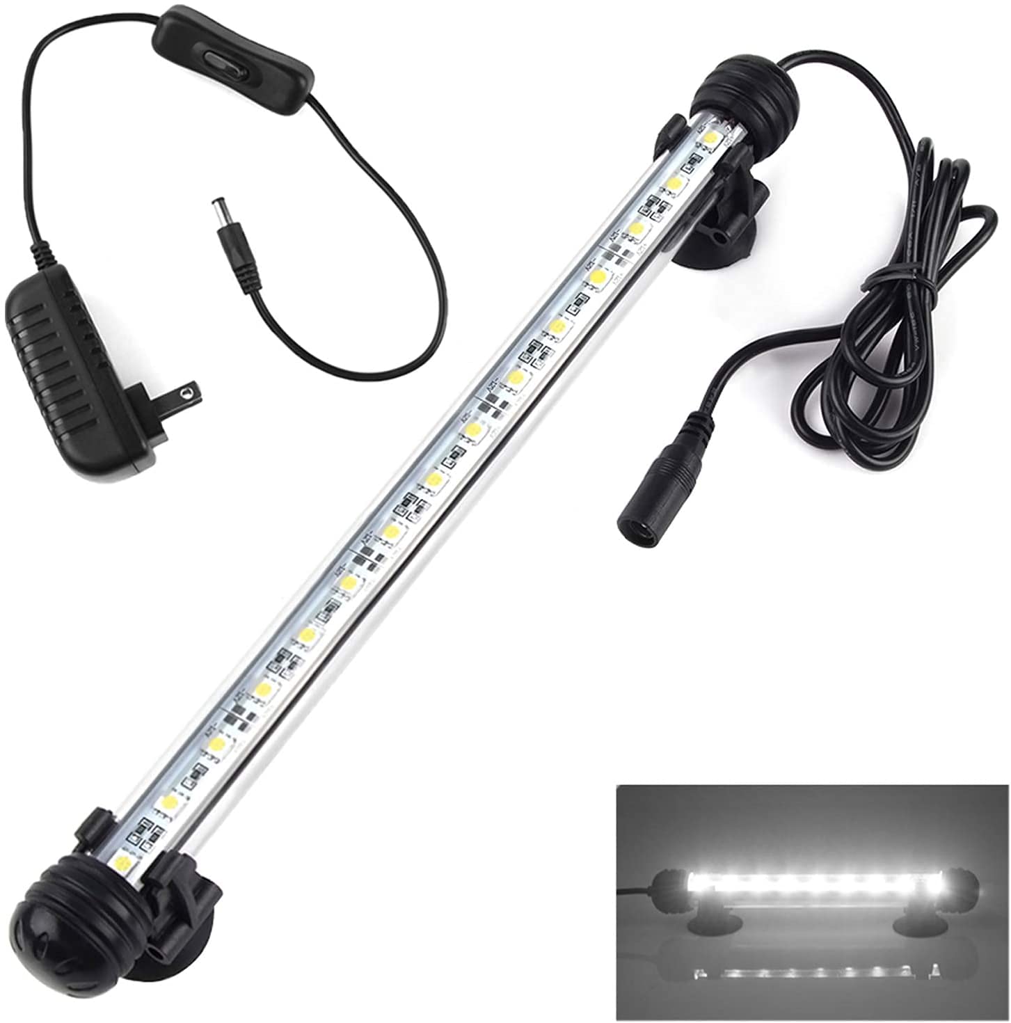 S Smiful Led Aquarium Light, White Fish Tank Light Underwater Submersible Bright Ip68 Waterproof Crystal Glass Leds Lights Strip