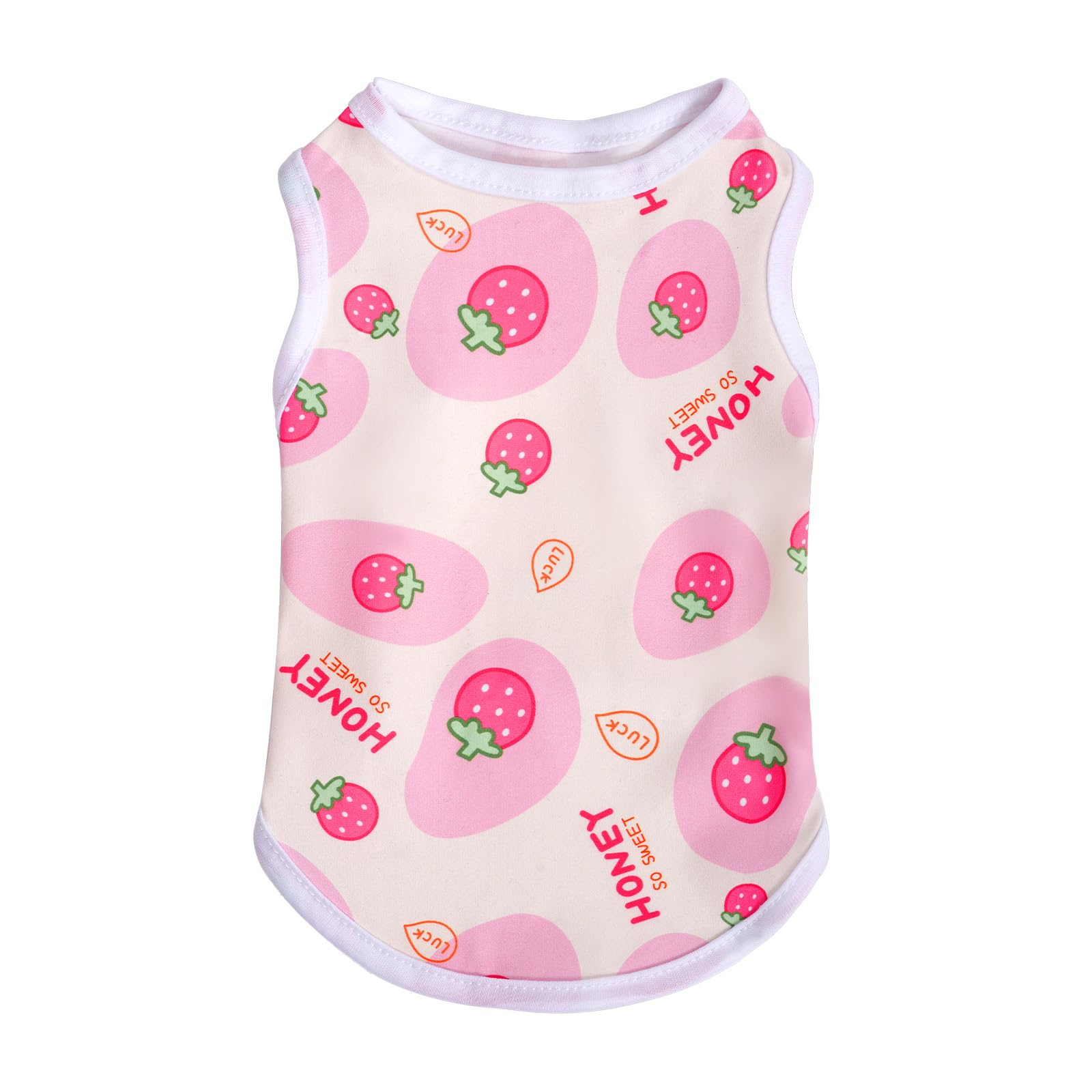 Pistha Pink Dog Shirts Cute Summer Dog Clothes Soft Pet T-Shirt Printed Puppy Shirt For Small Medium Dogs Cats Girl(Strawberry,L