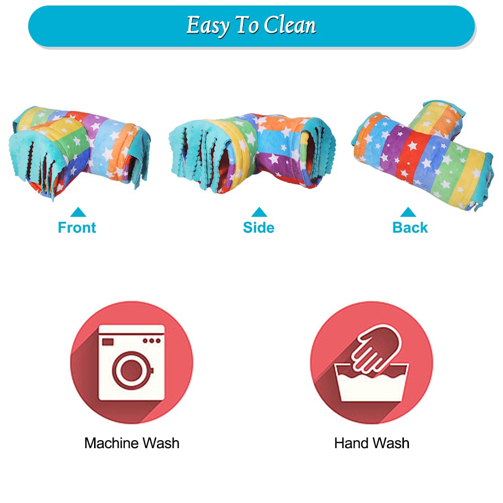 Guinea Pig Tunnel-Homeya Guinea Pig Hideout,Collapsible 3 Way Hamster Play Tubes With Fleece Forest Curtain,Small Animal Pet Toys And Cage Accessories For Rabbit Bunny Ferret Rat Hedgehog