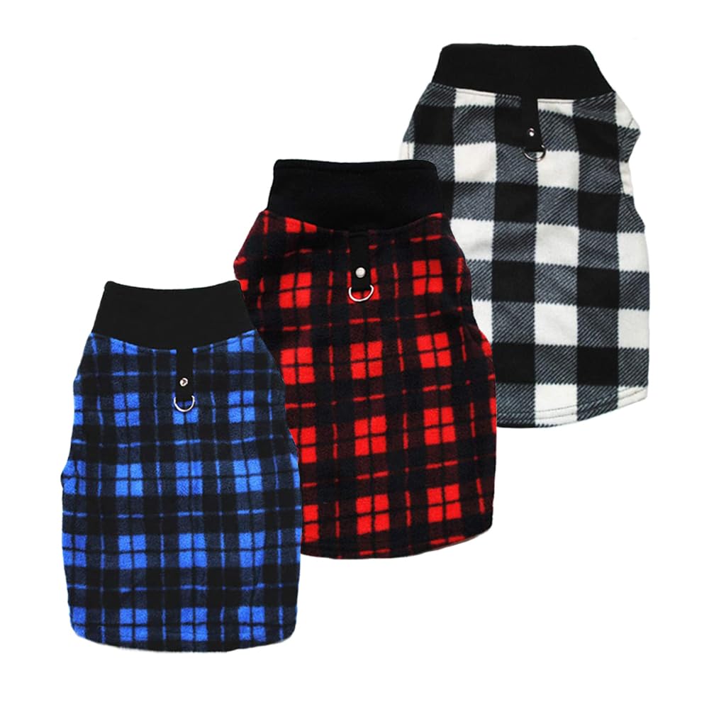Pixriy Dog Sweater 3 Pcs, Soft Fleece Vest With Leash Ring Pullover Jacket Winter Pet Dog Clothes For Puppy Small Dogs Cats Tedd