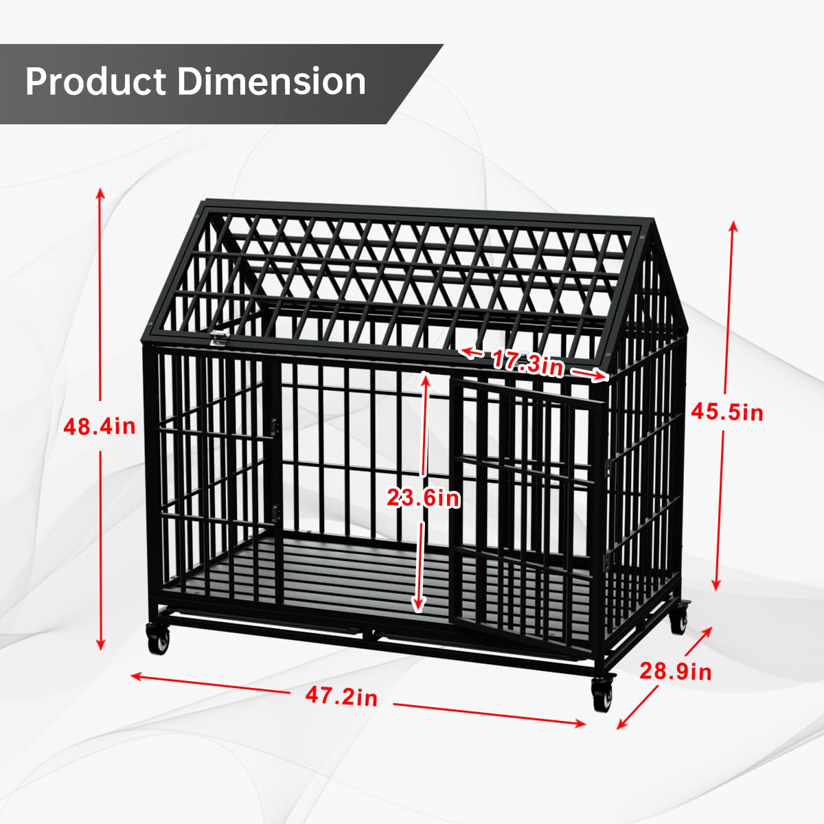 Snuowu 54/48 Inch Heavy Duty Dog Crate Large Dog Cage Strong Metal Dog Kennels And Crates For Large Dogs Top Open With Wheels 2