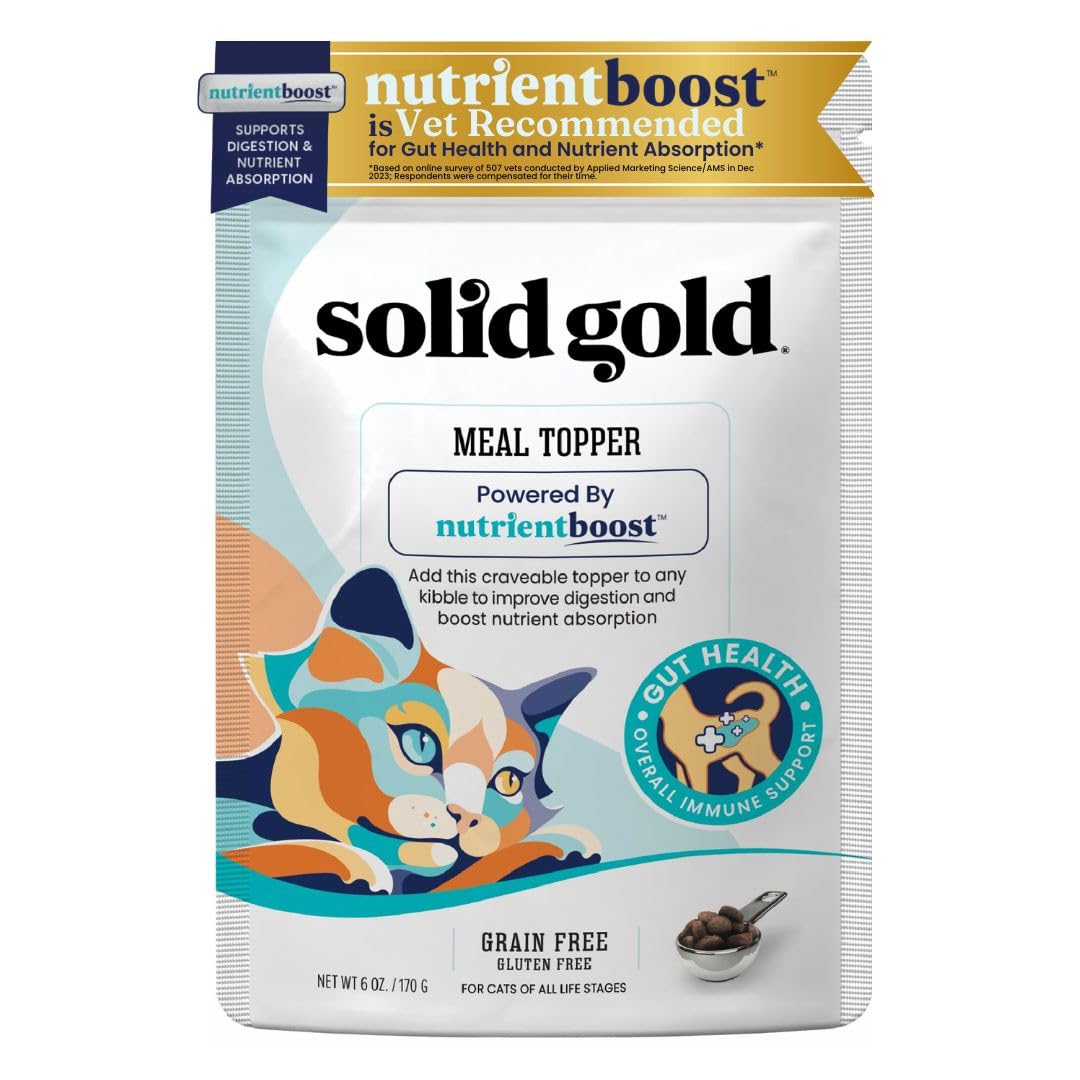 Solid Gold NutrientBoost Meal Topper for Cats - High Protein Crunchy Cat Treats Rich in Vitamins Minerals and Amino Acids - 1 Po