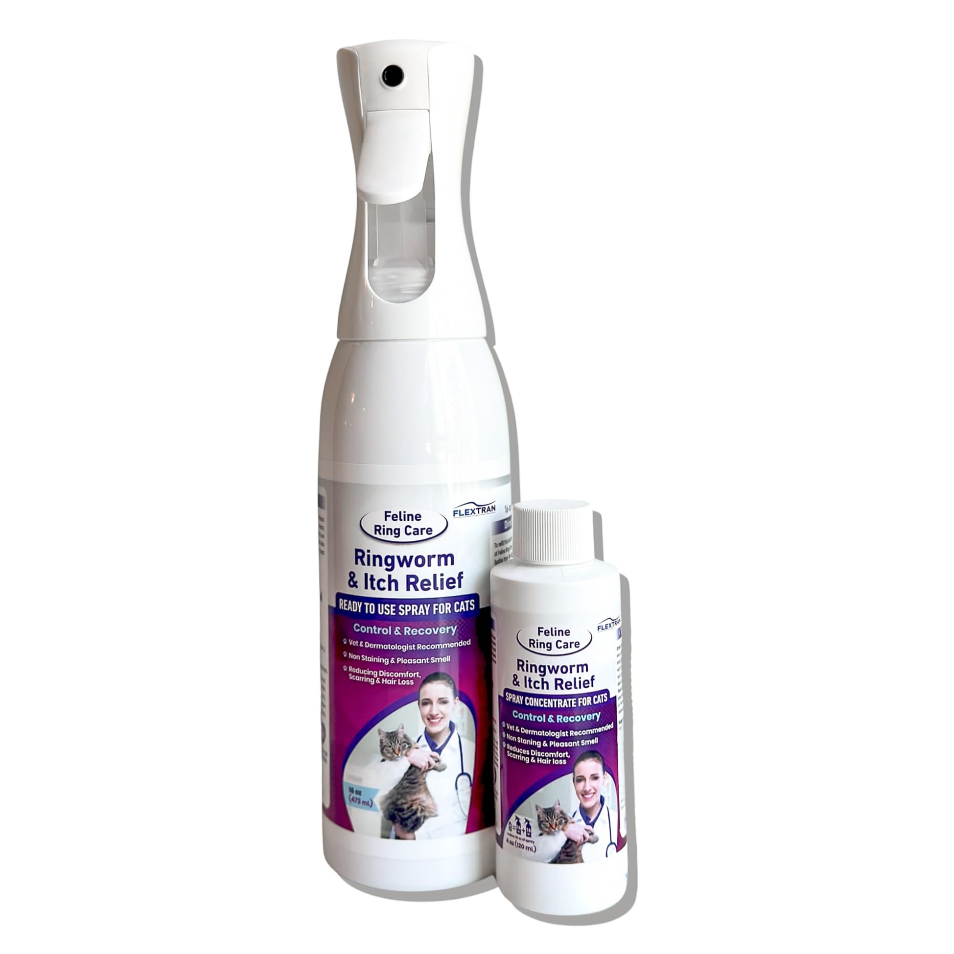 FlexTran Feline Ring Care | Control & Help with Cat Ringworm, Mange, Dermatitis, Dog Paw Yeast. Also Works on Dogs, Hamsters, Gu