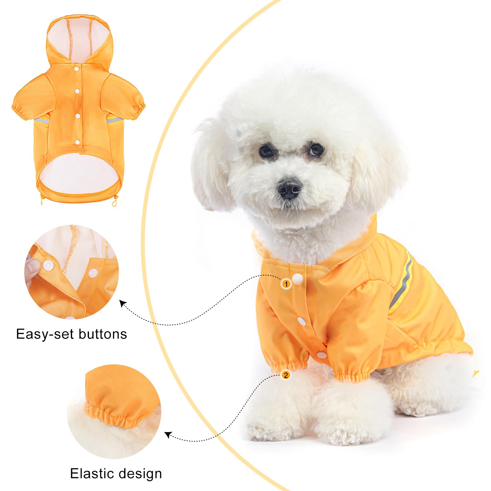 Beautyzoo Dog Raincoat With Harness Built-In For Small Medium Dogs And Puppies Boys Girls, Dog Rain Jacket Hooded Slicker Poncho