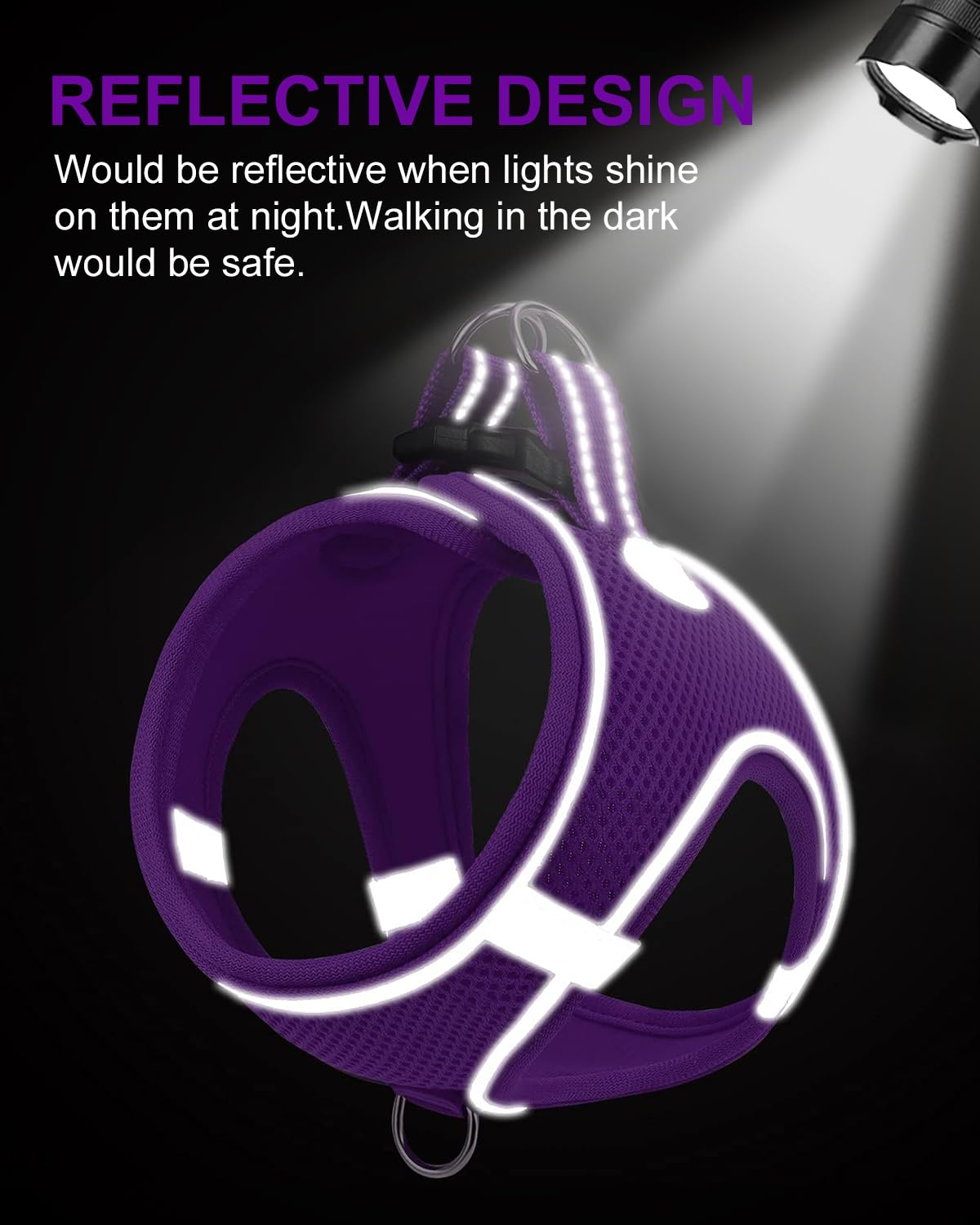 Joytale Small Dog Harness, Breathable Mesh Step-In Vest, Reflective Soft Padded Harnesses For Puppies And Extra Small Dogs, Purp