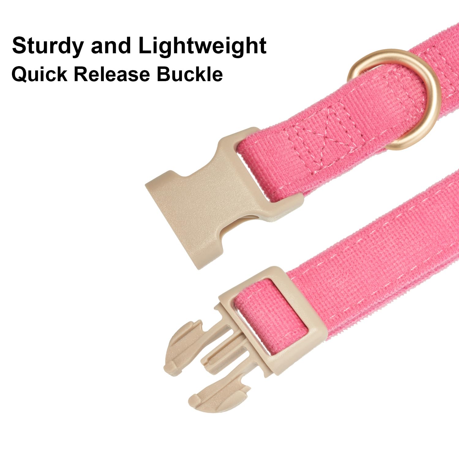 Yudote Soft Cotton Dog Collar Adjustable Corduroy Dog Collars For Small Medium Large Female Dogs(Hot Pink,Large)