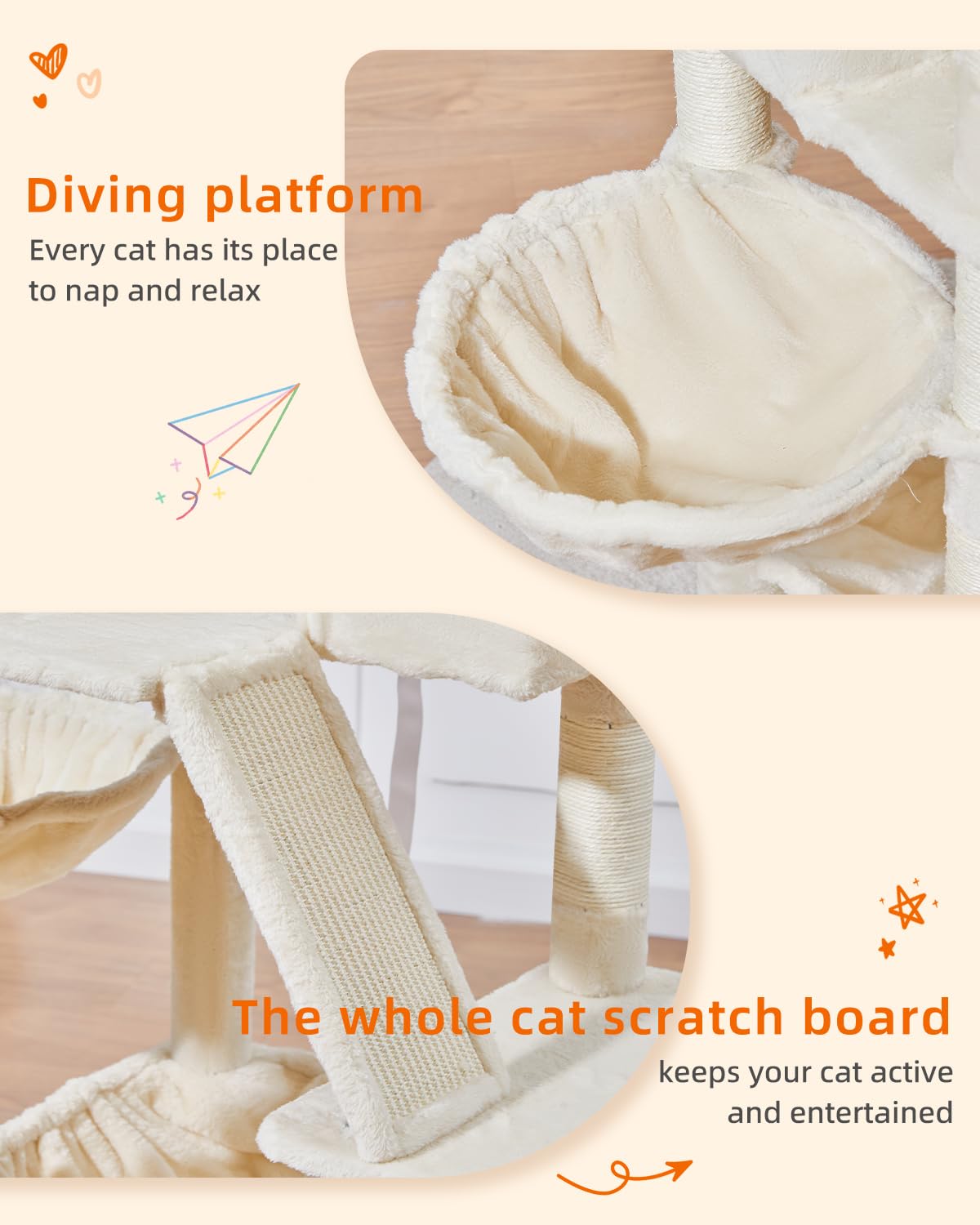 Taoqimiao Cat Tree 57.5-Inch, Cat Tower for Indoor Cats Large Adult, Extra Large Cat Condo, 8 Sisal Scratching Posts, Metal Fram