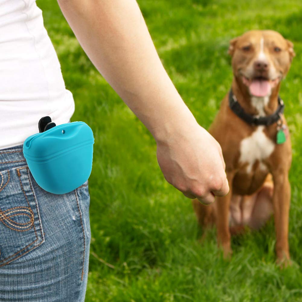 RoyalCare Silicone Dog Treat Pouch-Small Training Bag-Portable Dog Treat Bag for Leash with Magnetic Closure and Waist Clip[US D